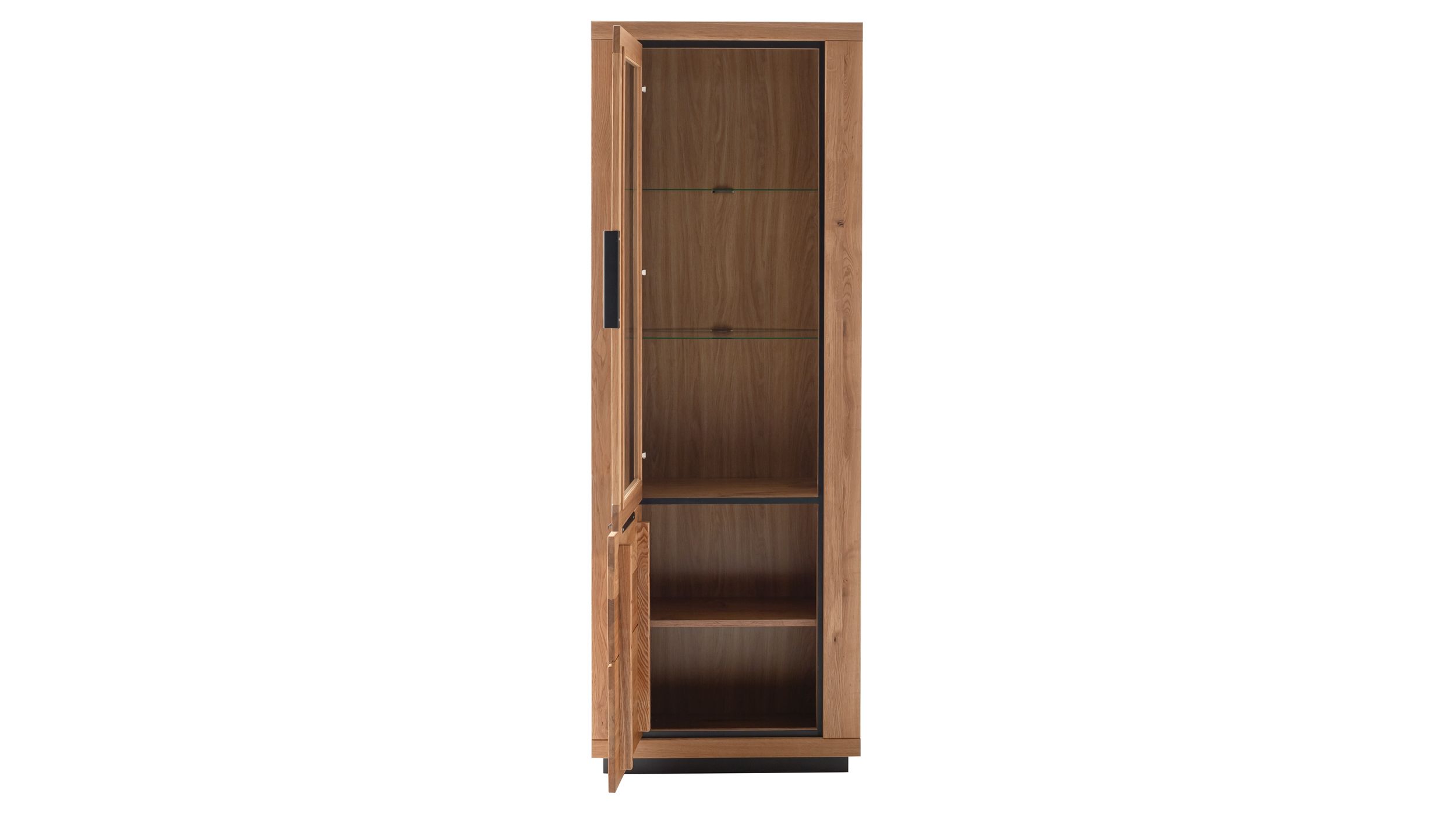 Vitrine mit Glastür Wildeiche teilmassiv geölt Breite 72 cm - GRENO 
