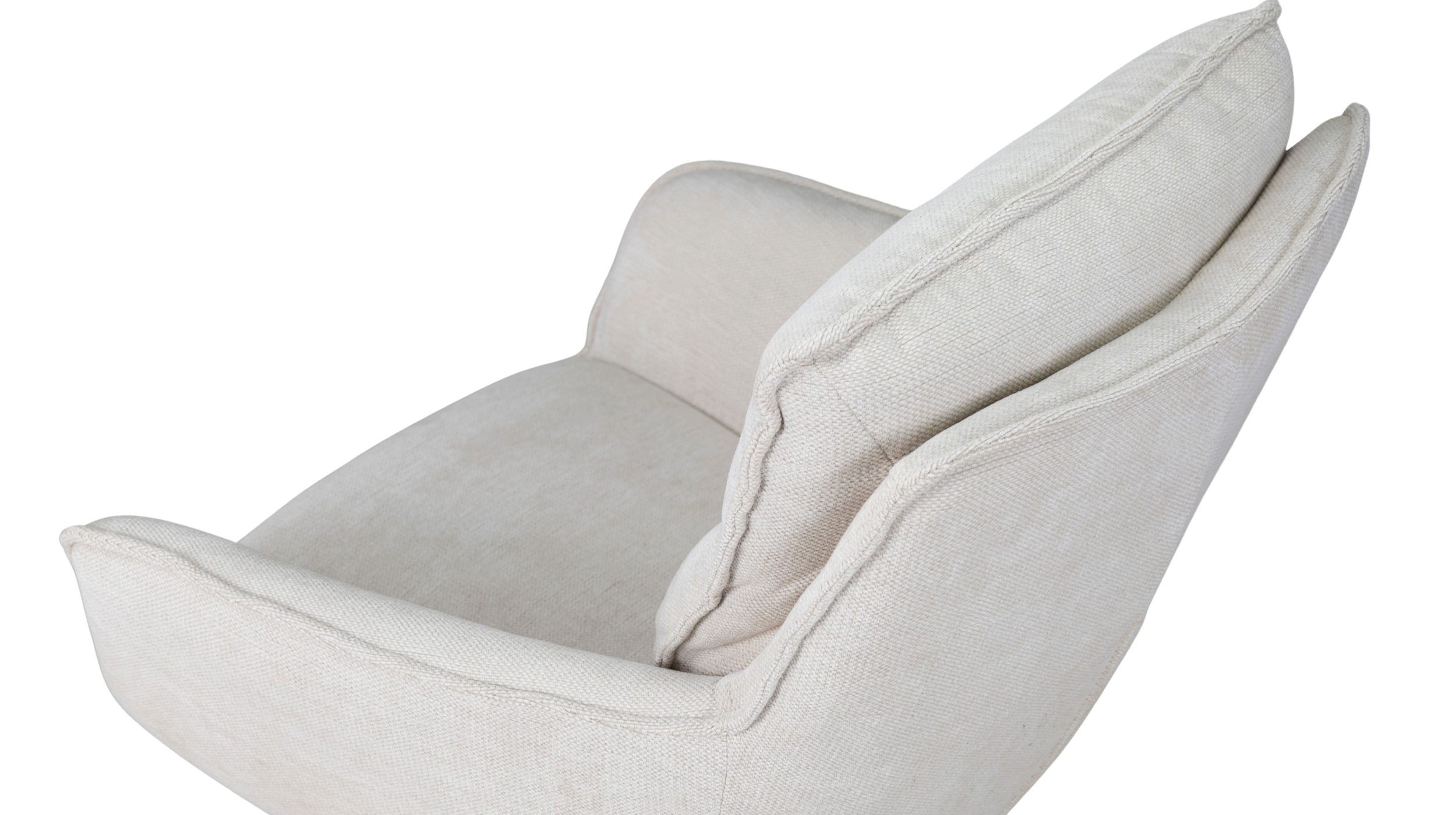 Armlehnstuhl beige Chenille-Optik - Taschenfederkern - drehbar - DIJON
