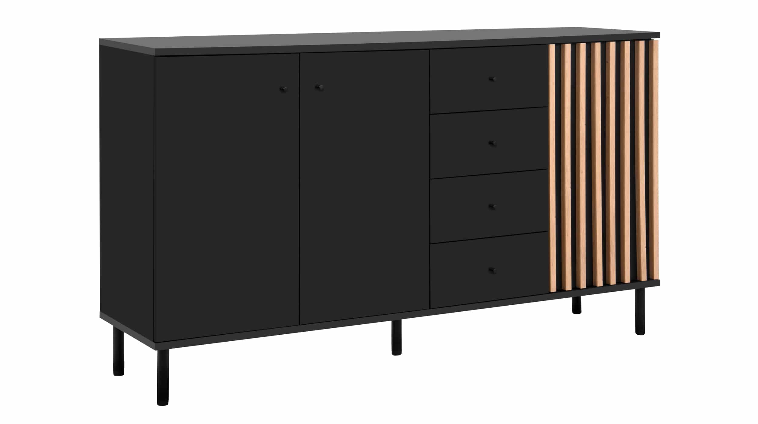 Sideboard 4 Schubladen schwarz Artisan Eiche 160 cm - MONZA