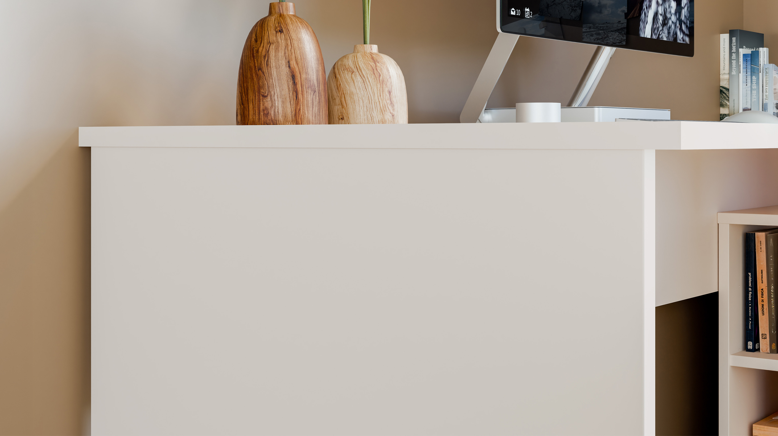 Eck-Schreibtisch beige 200 x 122 cm - TEZAUR