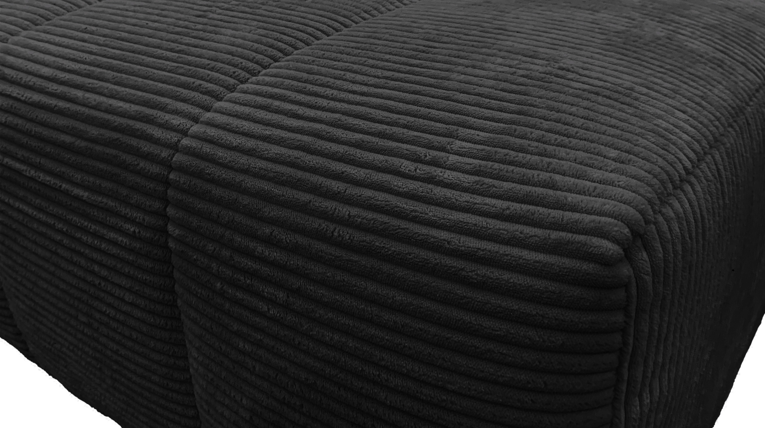 Ecksofa Cord schwarz ausziehbar - Sitztiefenverstellung 256 cm - OT rechts - SIMPLE