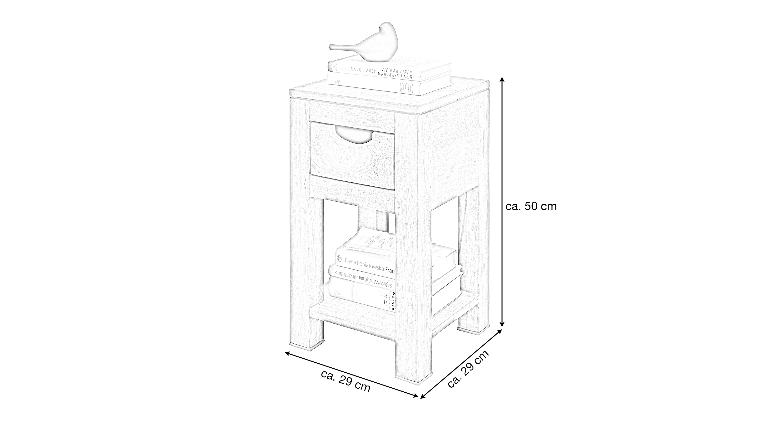 Beistelltisch Mango massiv gebeizt - montiert - MANGALA
