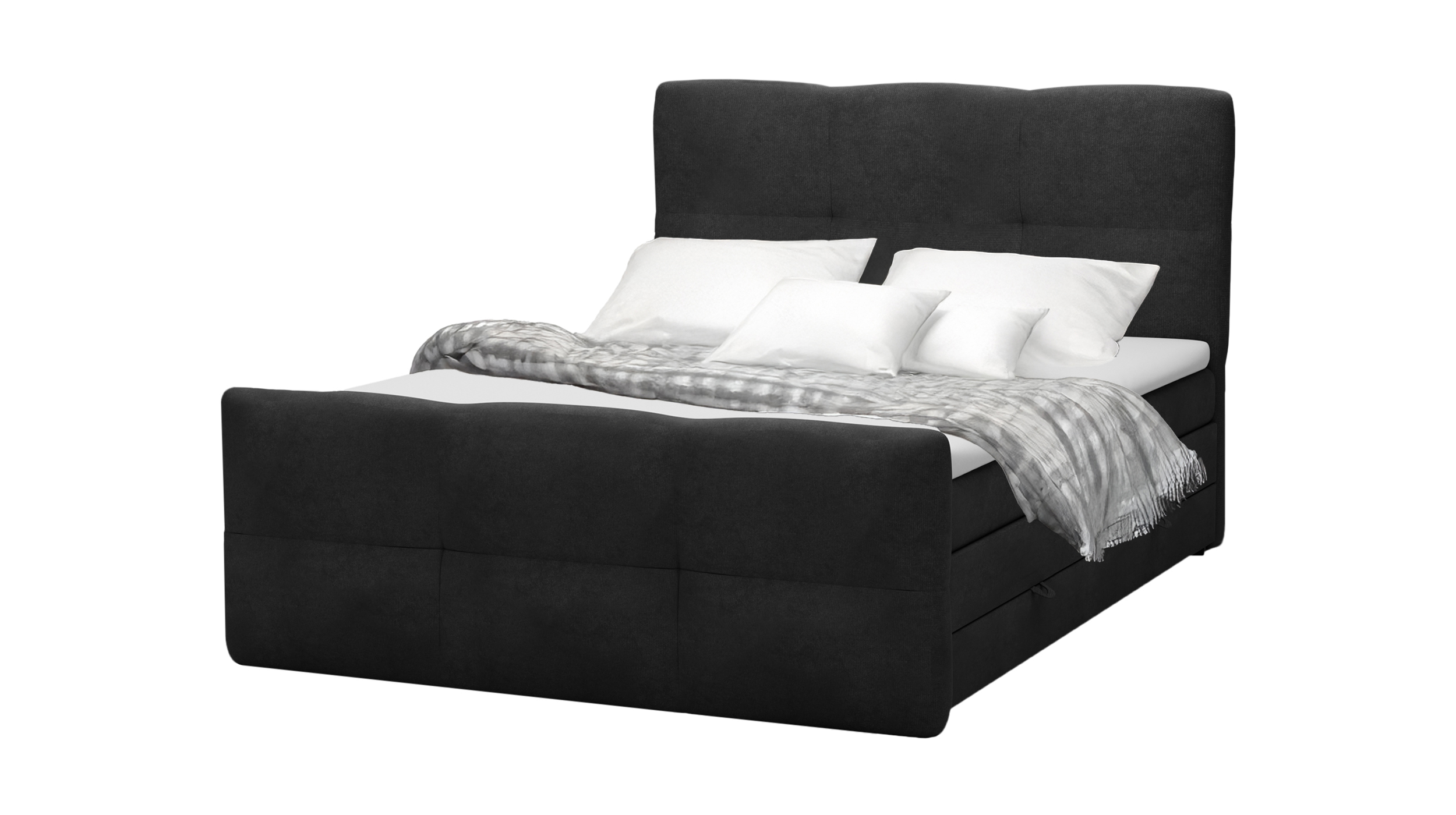 Boxspringbett 180 x 200 cm mit Bettkasten anthrazit Stoffbezug - STAR