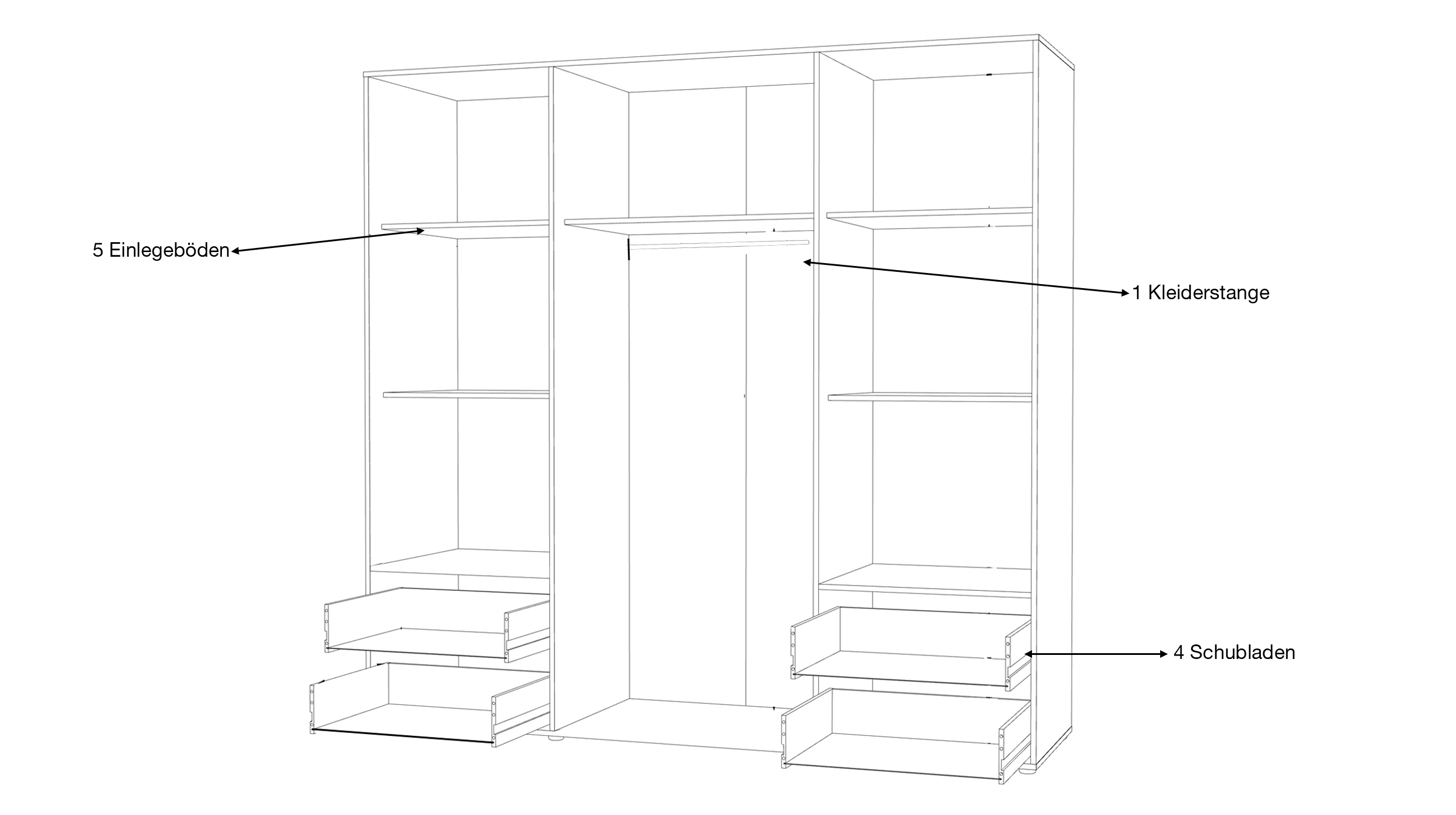Kleiderschrank weiß - betonoptik - 206 cm - 4 Türen - MOKKARIS