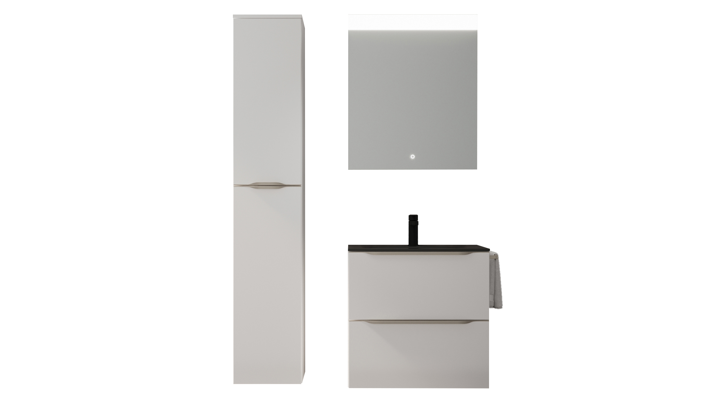 Badmöbel-Set weiß Glanz - 3-Teile mit HS - Waschtisch 60 cm - FRANA