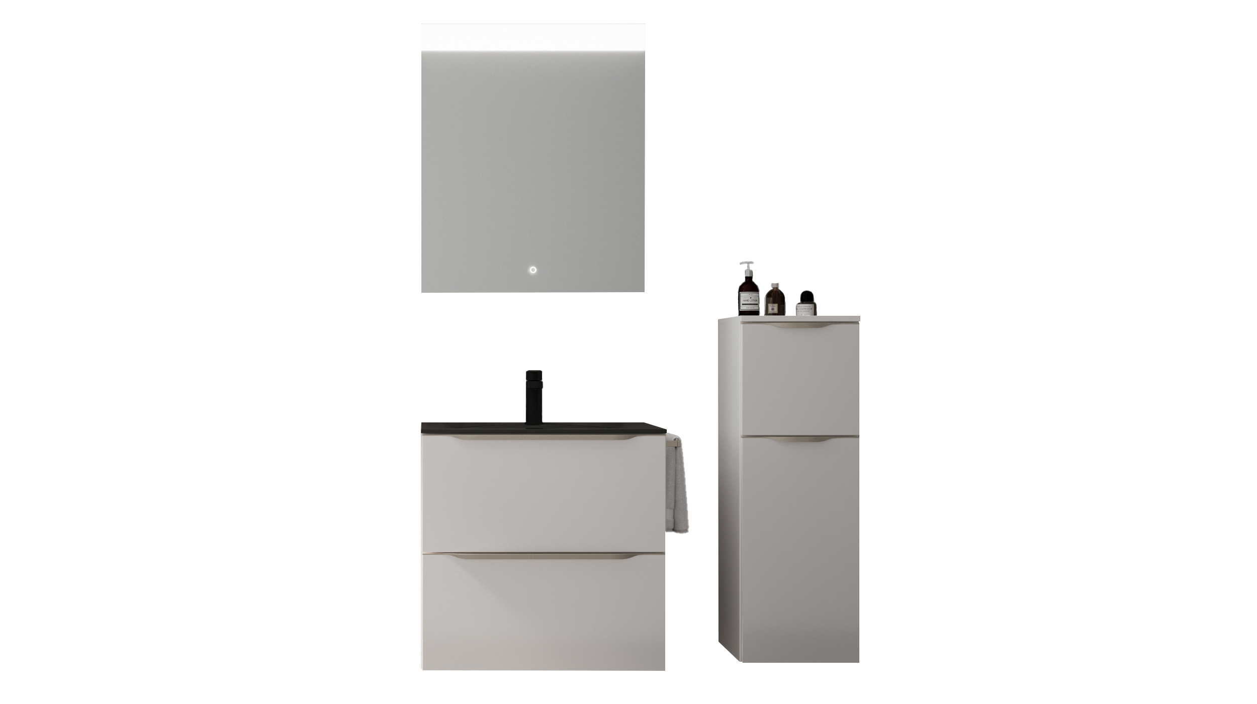 Badmöbel-Set weiß Glanz - 3-Teile mit MS - Waschtisch 60 cm - FRANA Badmöbel-Set weiß Glanz - 3-Teile mit MS - Waschtisch 60 cm - FRANA