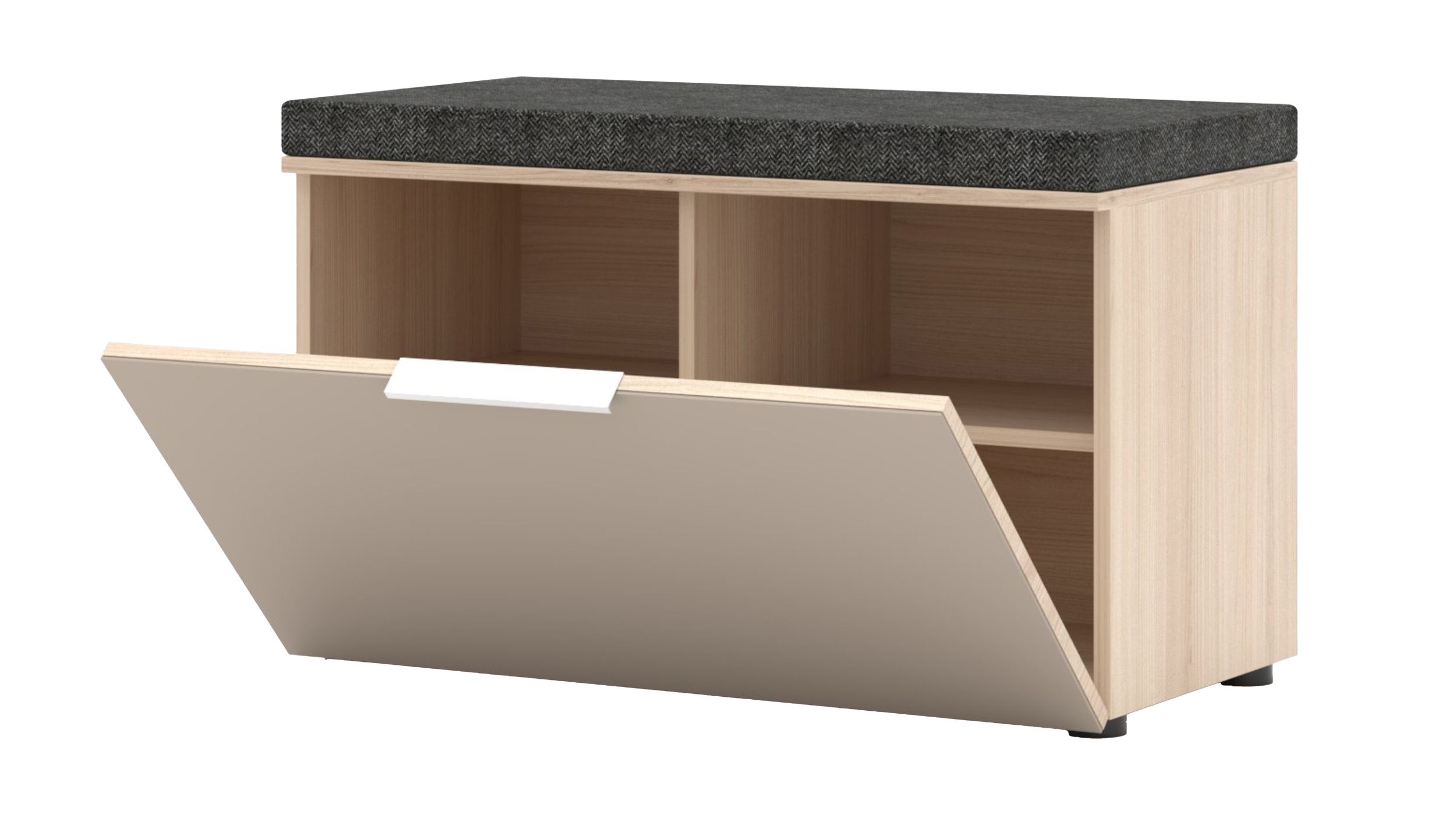 Garderobenbank beige Glasfront - Riva Eiche 80 cm - SANTORIN