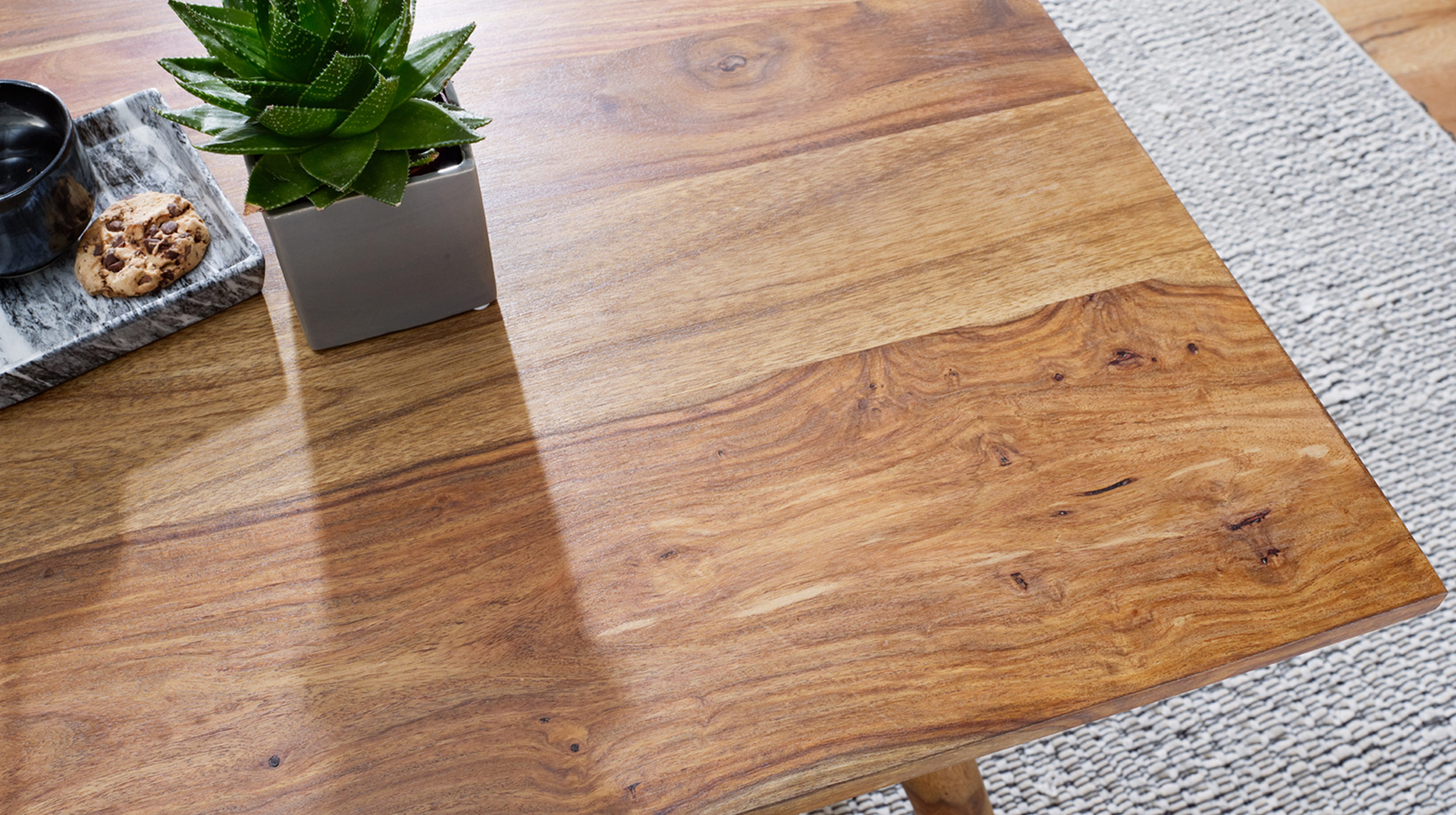 Esstisch Sheesham Massivholz 80 x 80 cm - Quadratisch & Gebeizt - RAINE