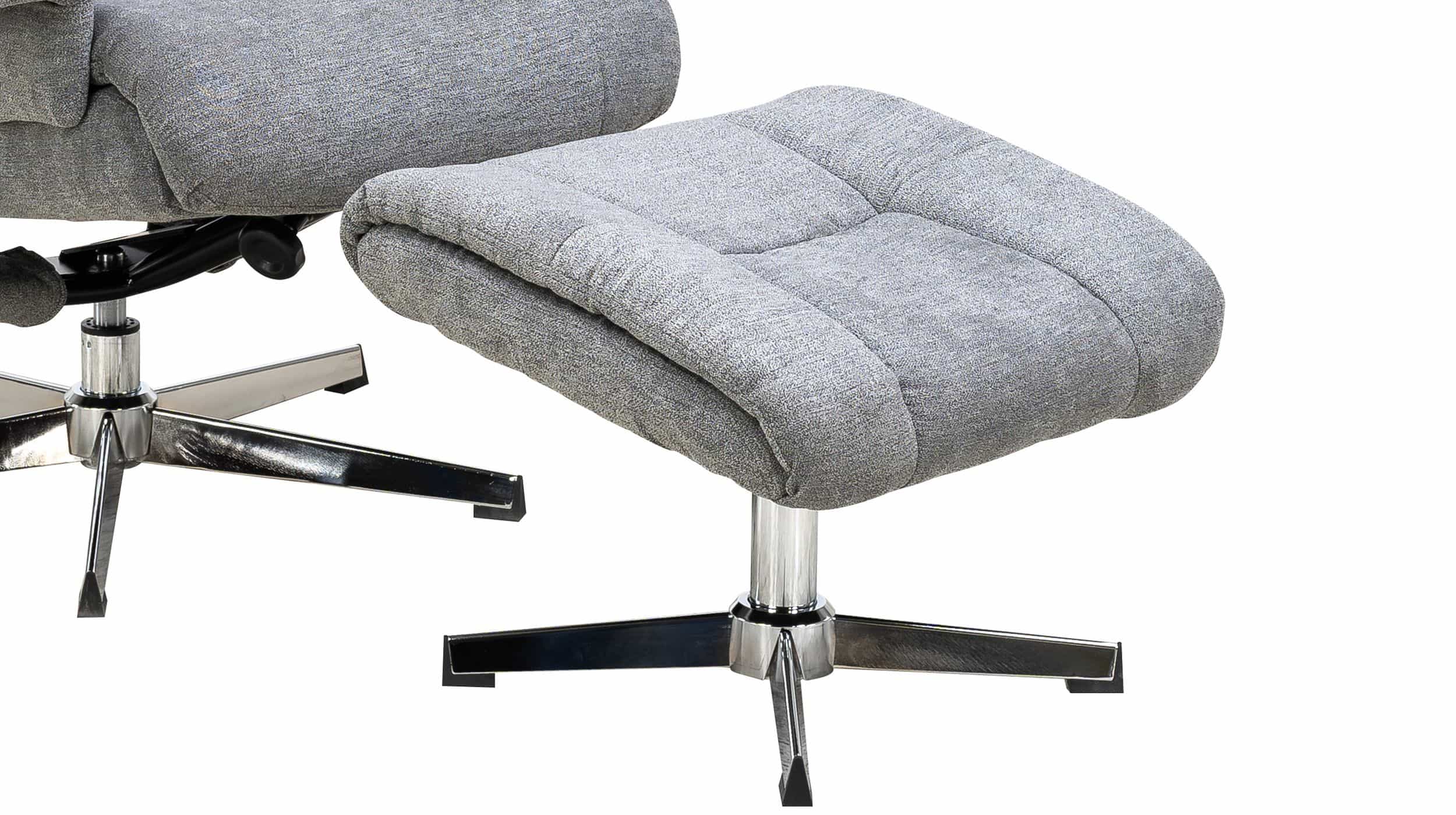 Relaxsessel mit Hocker grau Microfaser drehbar - NEOL