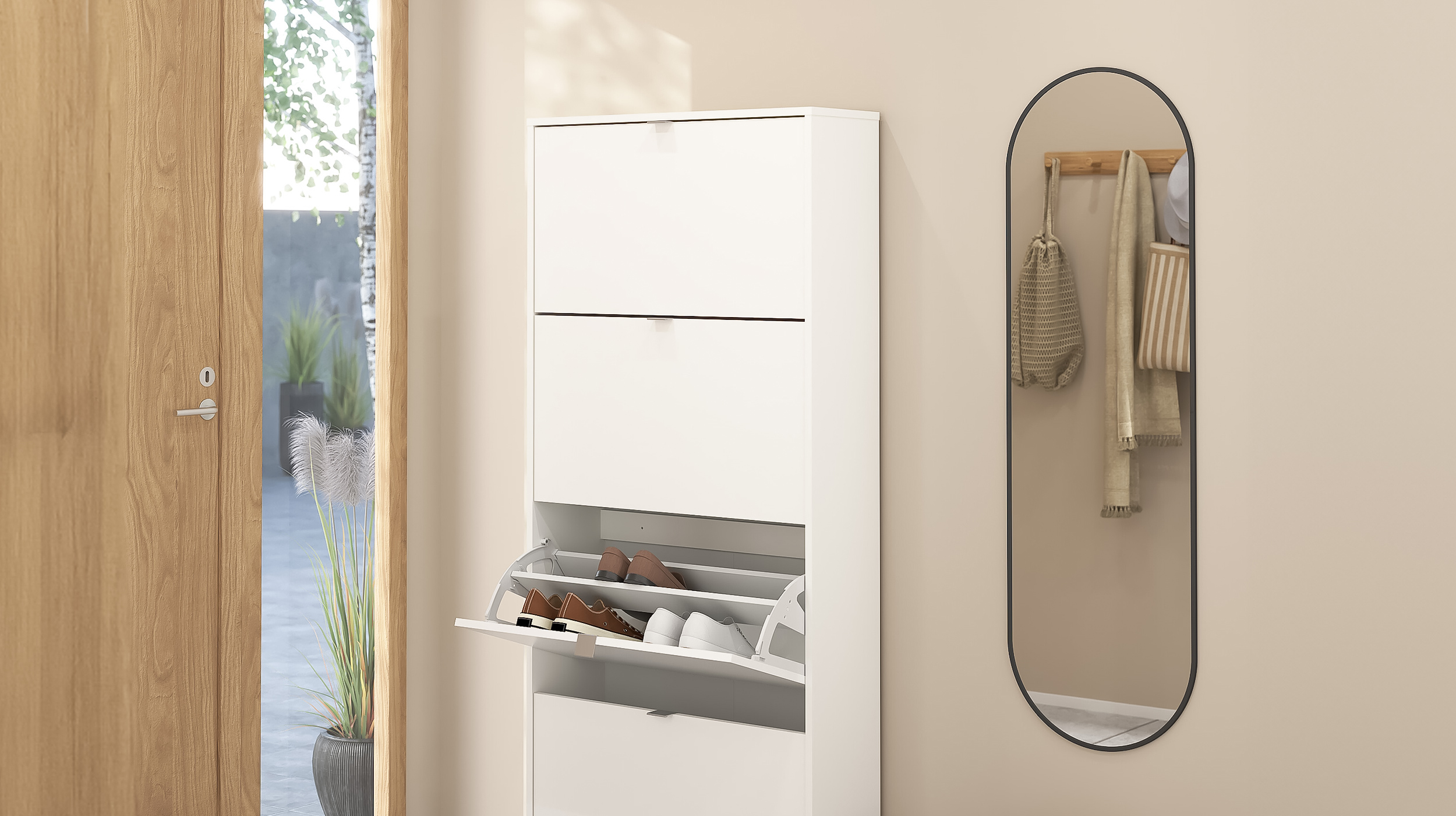 Schuhschrank weiß 4-türig 70 × 162 cm - SHOES