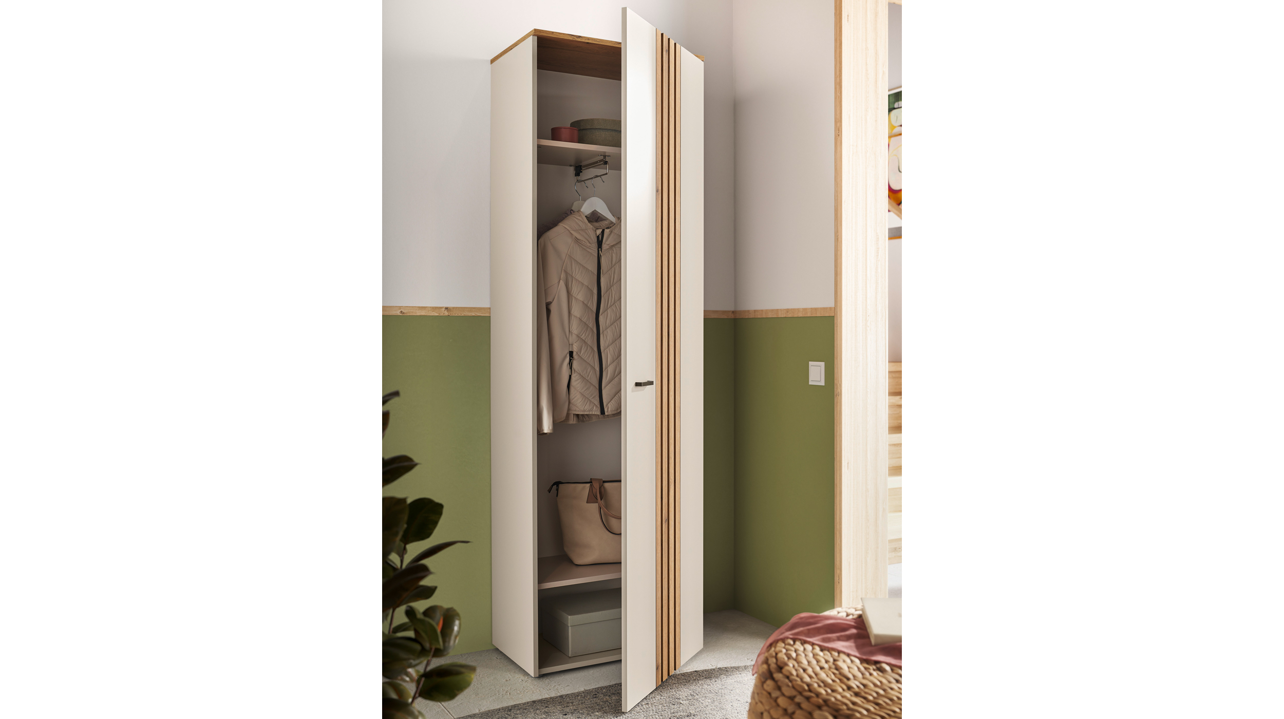 Garderobenschrank beige Evok Eiche 197 cm - LITUMO 