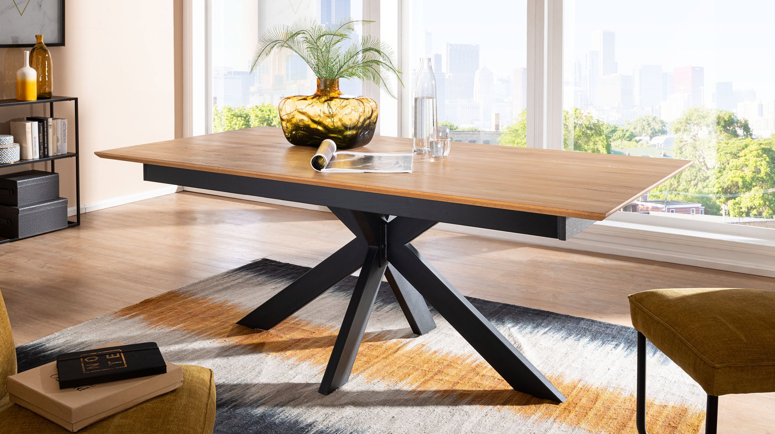 Esstisch Massivholztisch 200 cm Wildeiche ausziehbar - RICARDO