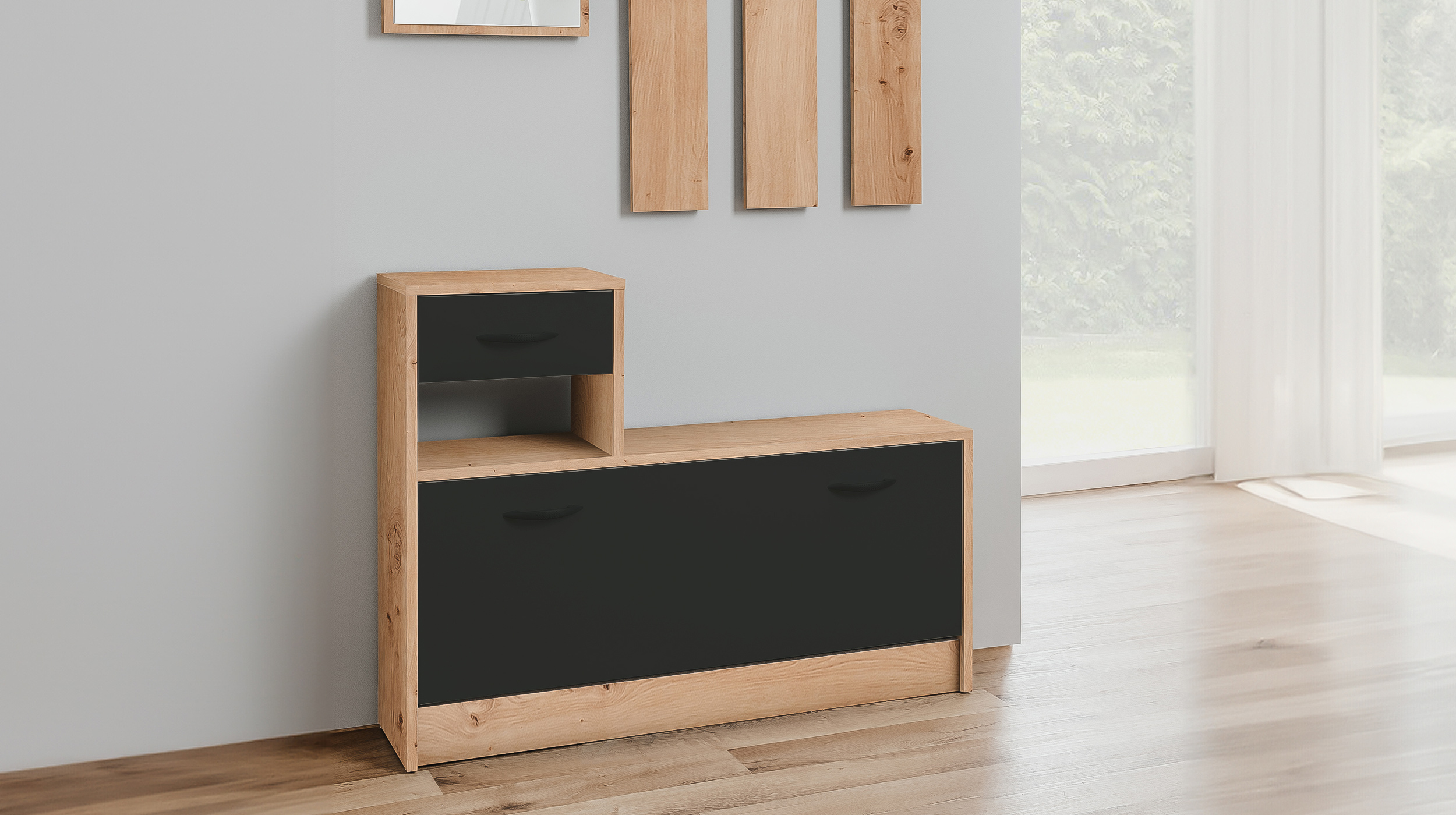Garderoben Set 2-teilig Artisan Eiche 98 x 180 cm - RUDOLF  Garderoben Set 2-teilig Artisan Eiche 98 x 180 cm - RUDOLF