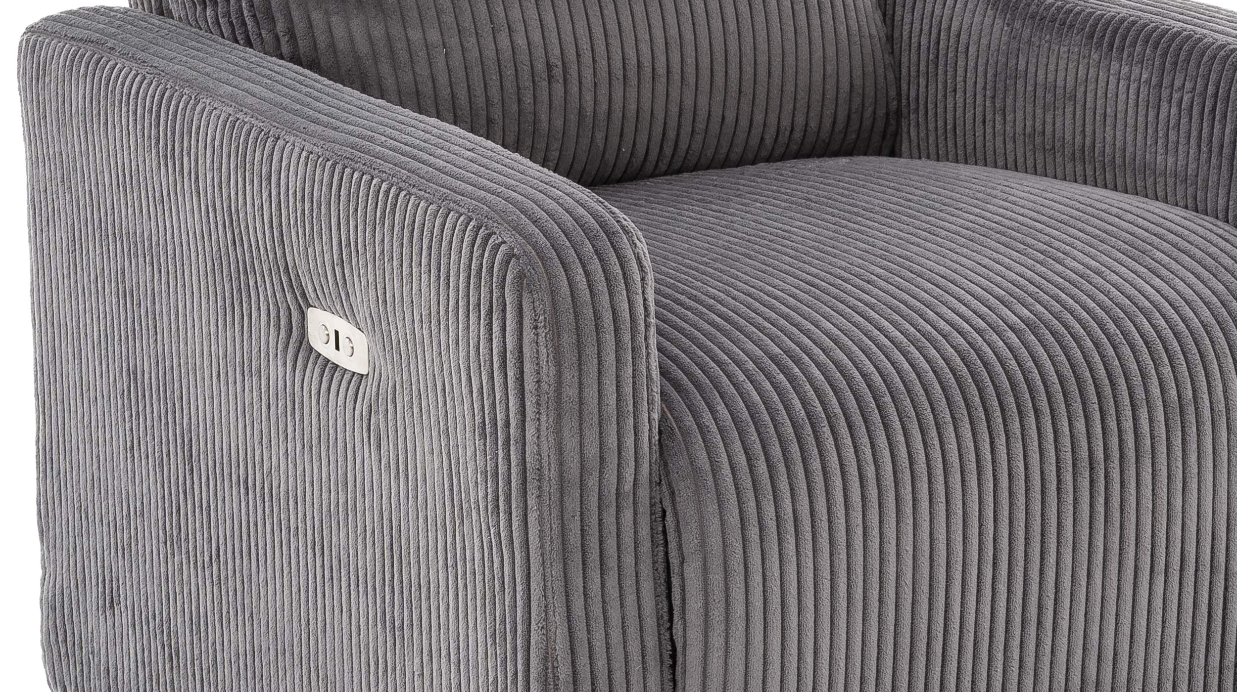 Fernsehsessel Cord grau mit Relaxfunktion - LIVANO