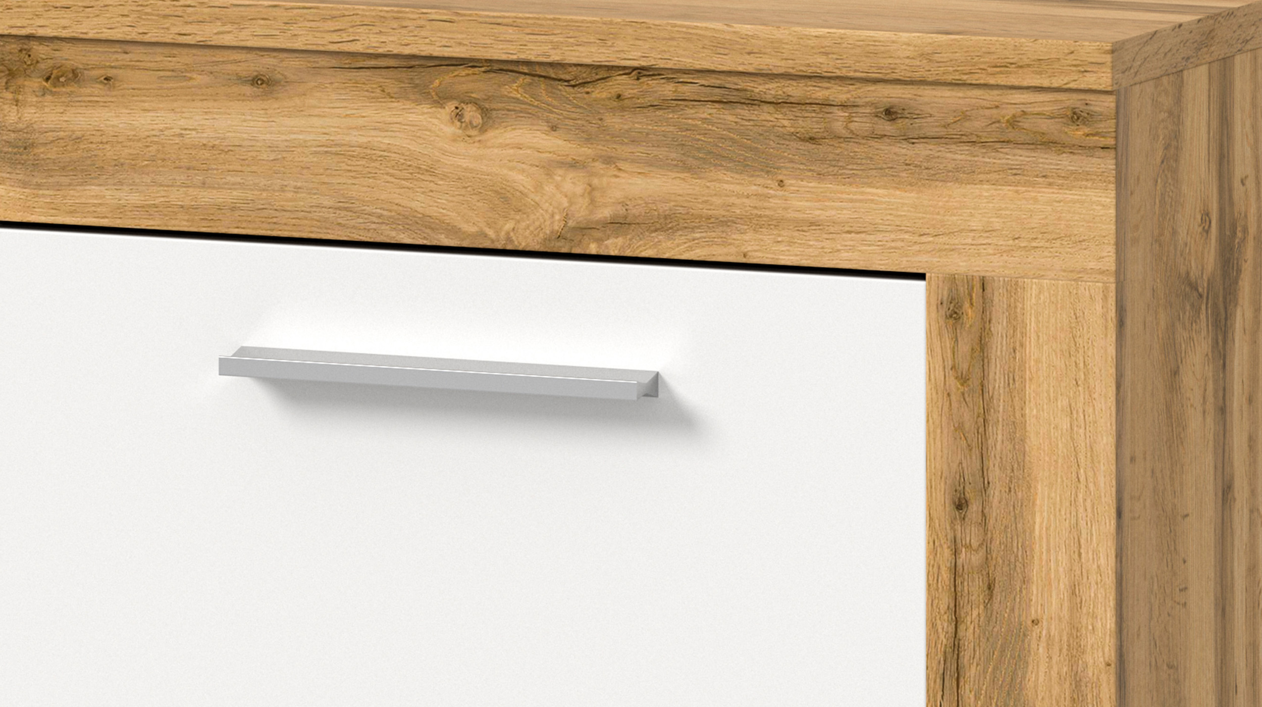Sideboard mit 3 Schubladen weiß Wotan Eiche 125 cm - JAM