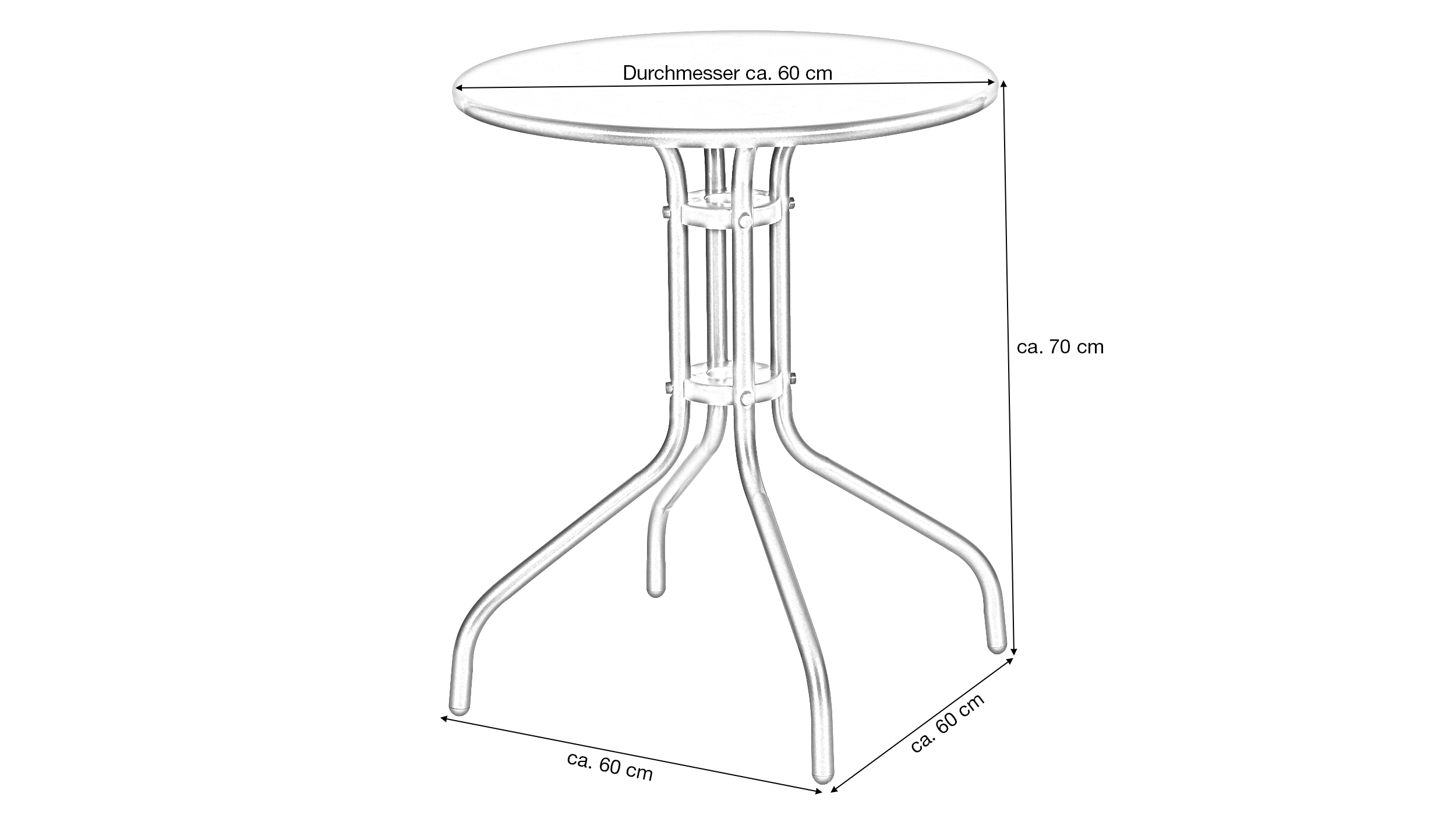 Gartentisch rund anthrazit 60 x 60 cm - RENI