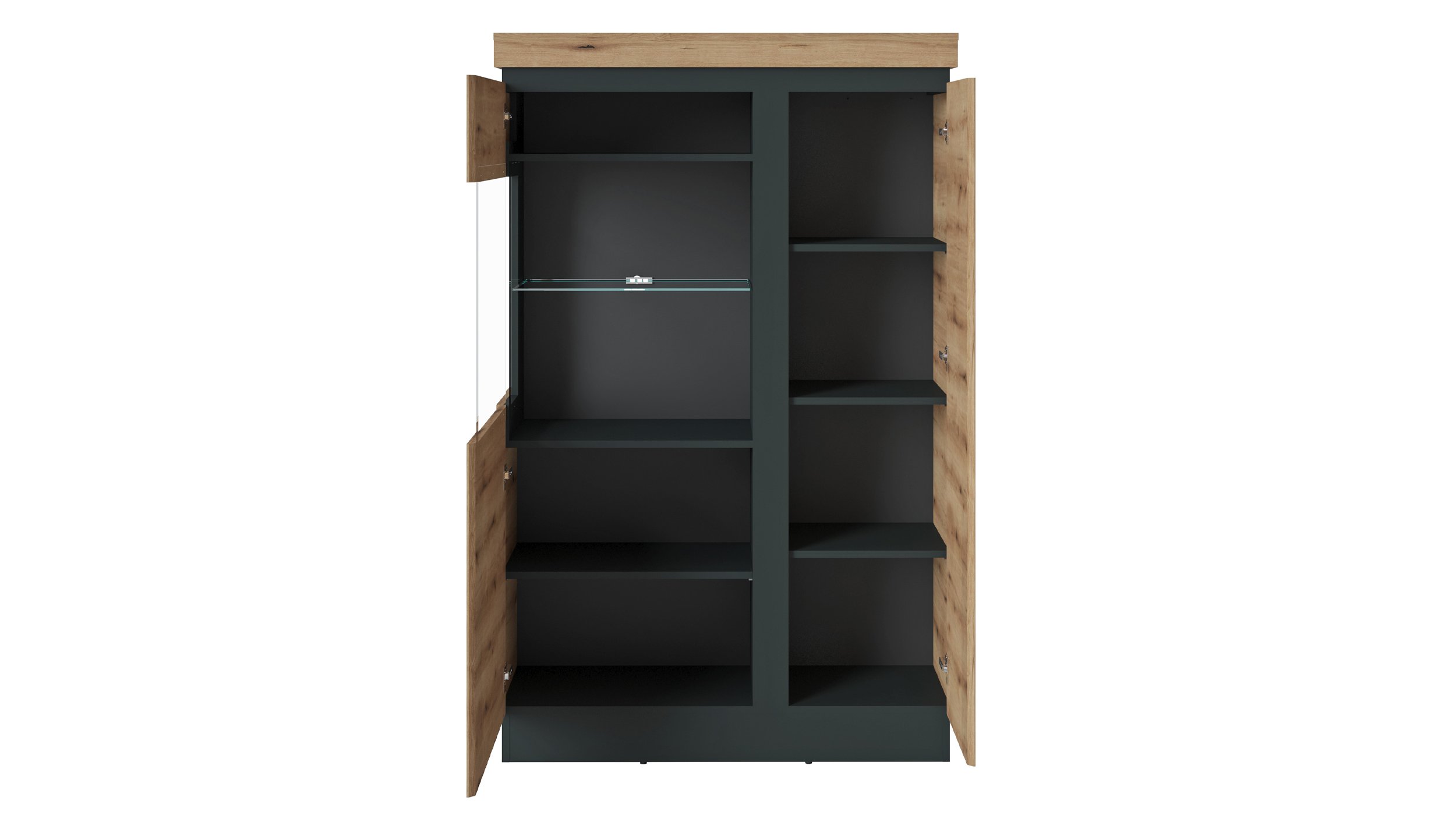 Vitrine mit Glastür Coast Evoke Eiche - grau Breite 103 cm - CORTE