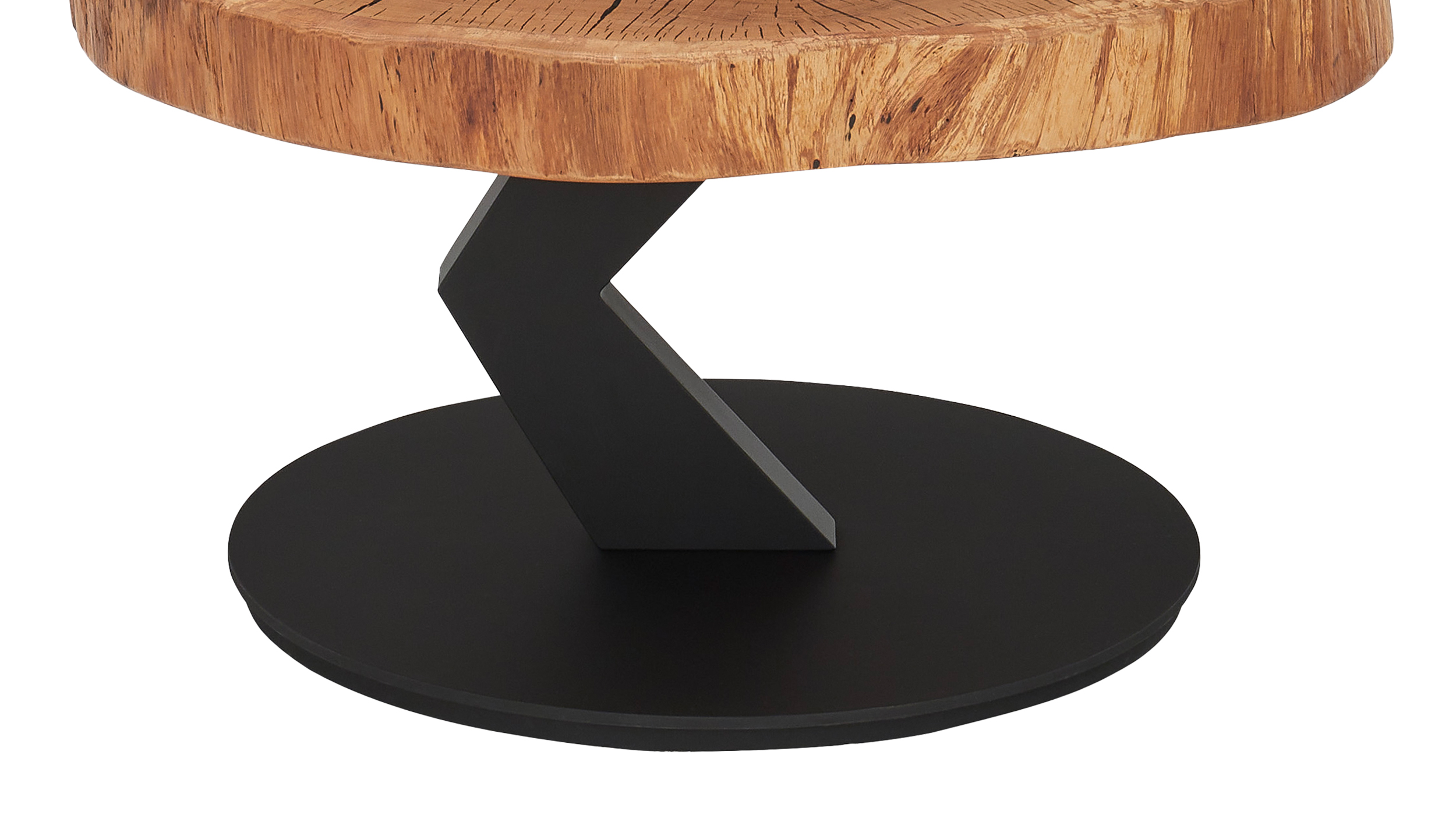 Couchtisch rund Baumscheibe Eiche massiv 75 x 45 cm - BILOXI