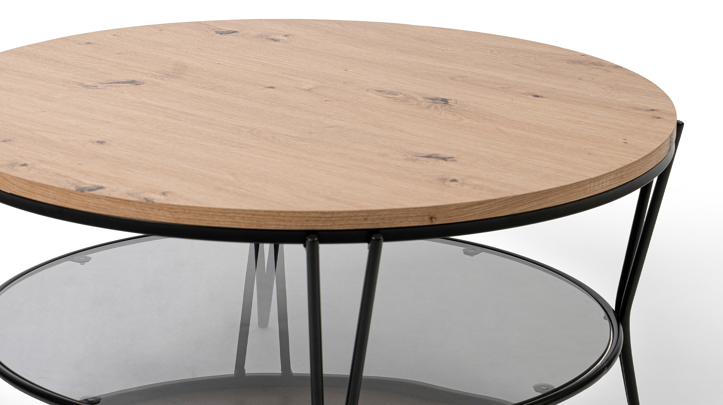 Couchtisch rund 80 cm Artisan Eiche - schwarz - FLORENZ