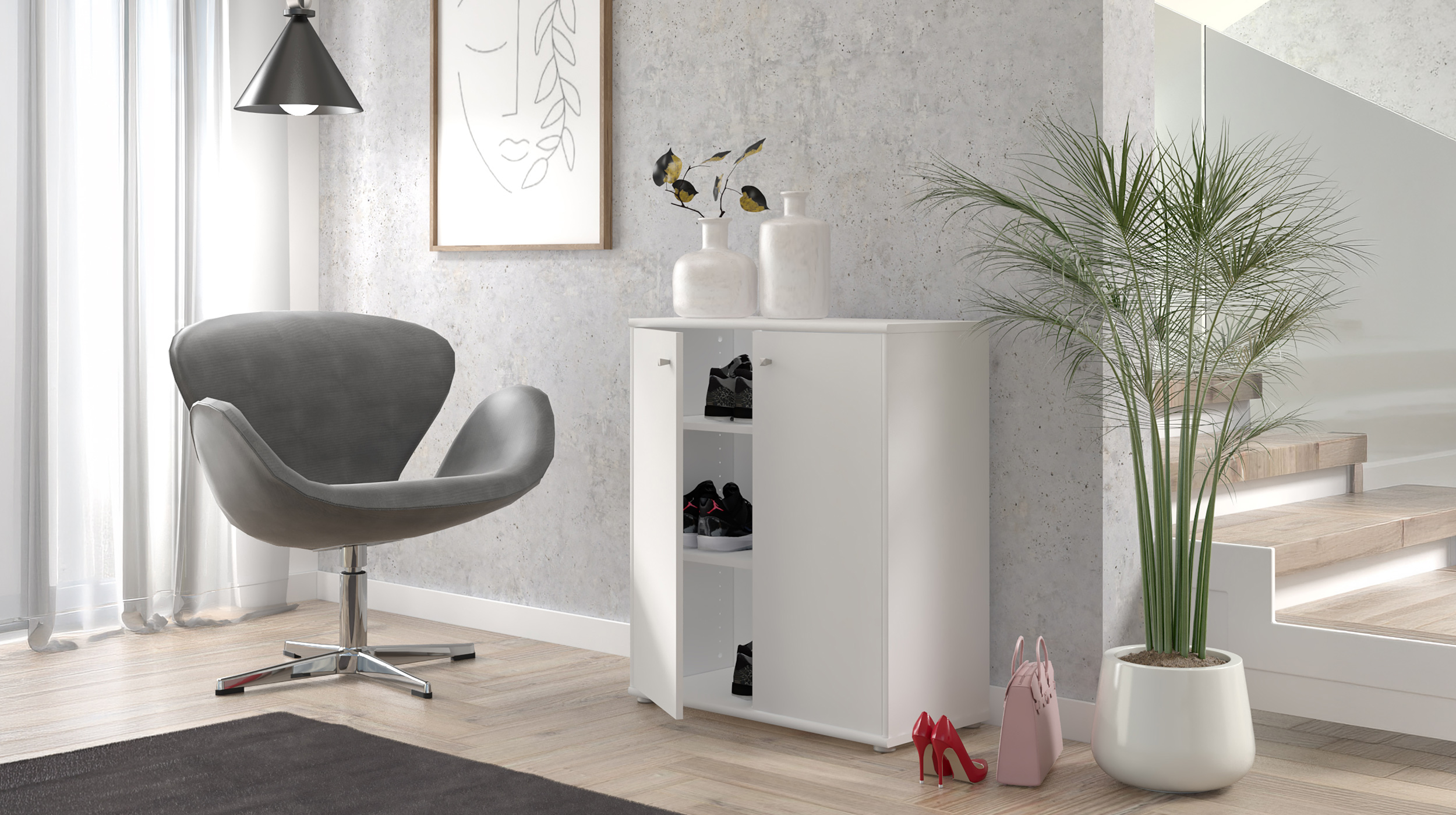 Kommode weiß 74 x 35 cm - 2-türig - TEMPRA