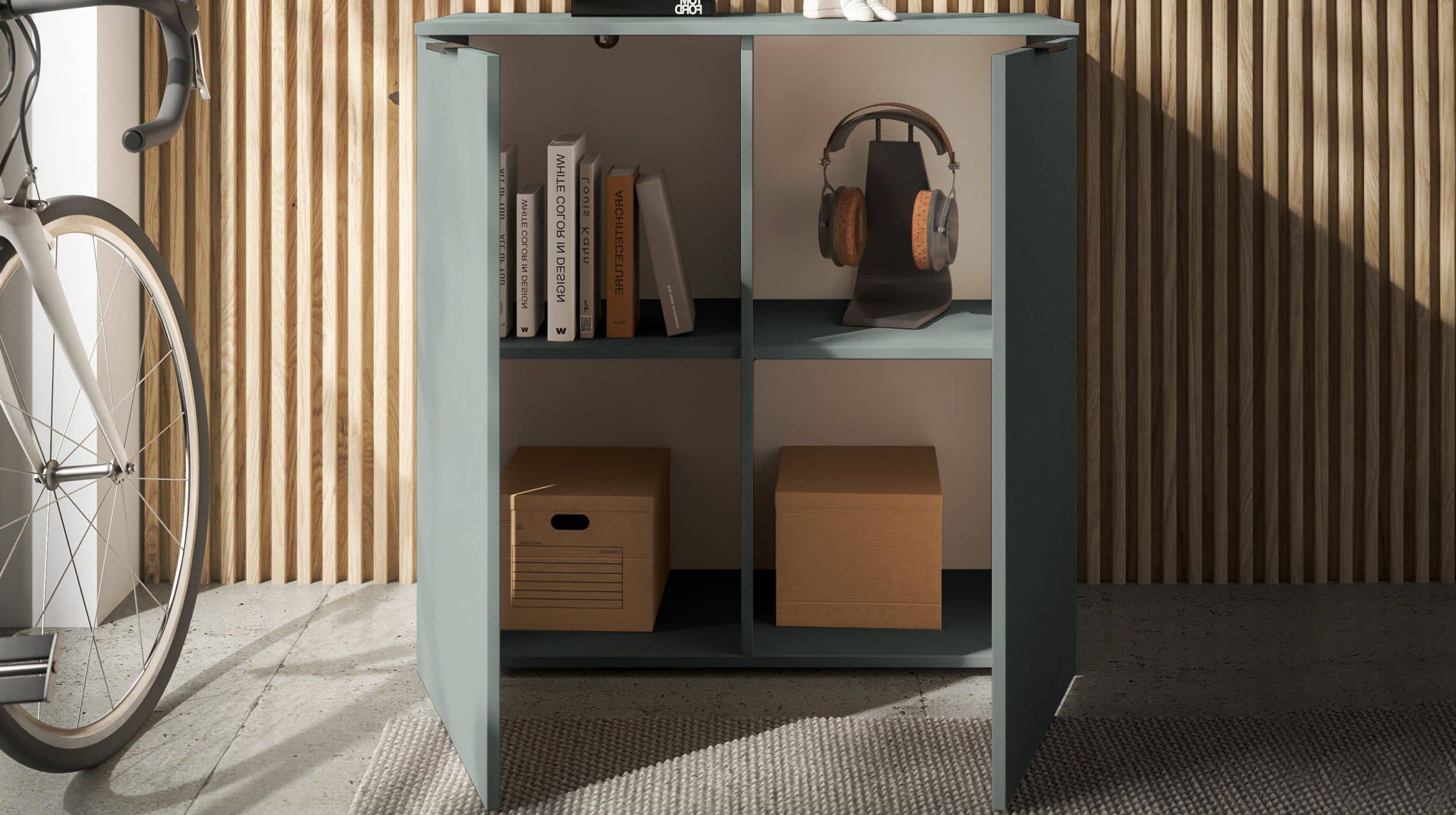 Kommode grün 90 x 40 cm - 2-türig - LINZ