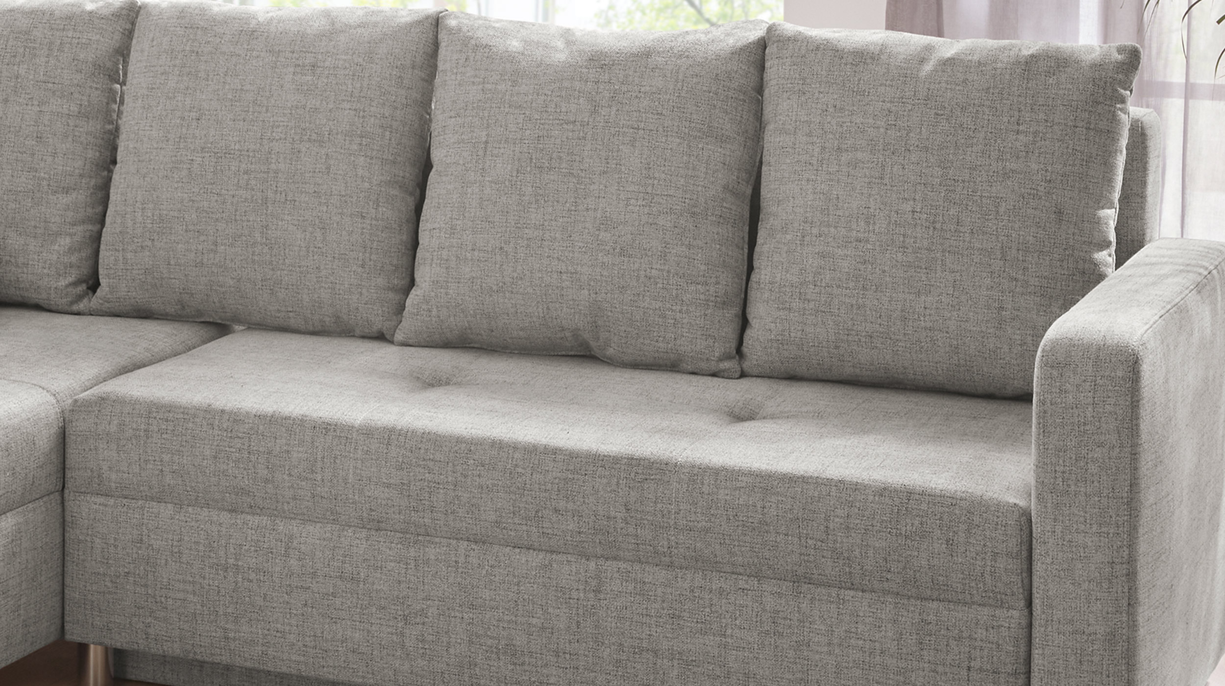 Ecksofa mit Schlaffunktion grau Bettkasten 228 cm - KAPPELN