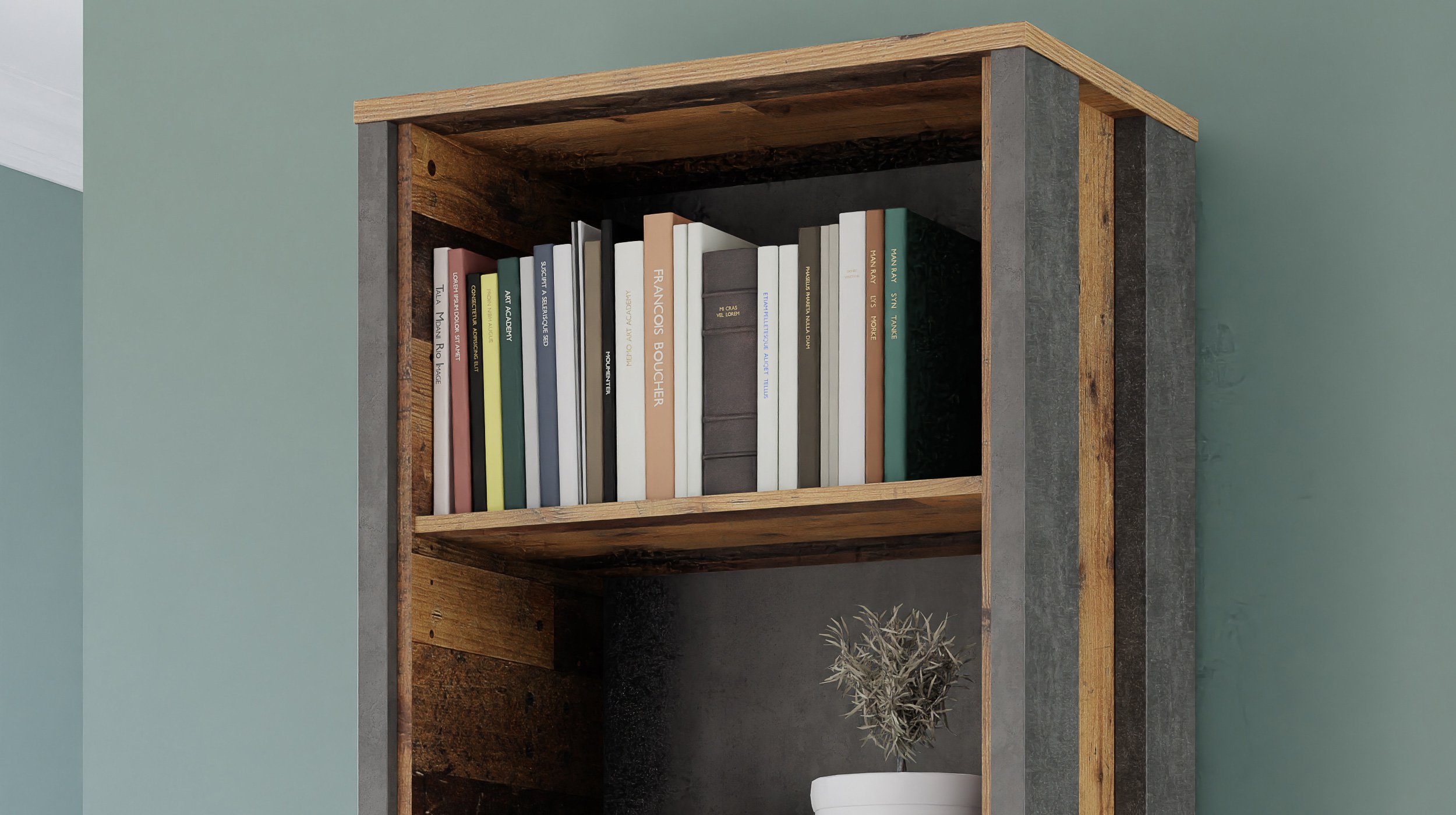 Bücherregal Regal Old - 67 - cm Betonoptik Wood CLIF