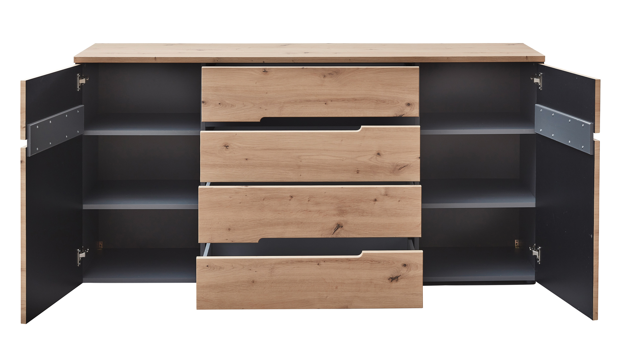 Sideboard mit 4 Schubladen Artisan Eiche - graphit 165 cm - MEMPHIS 