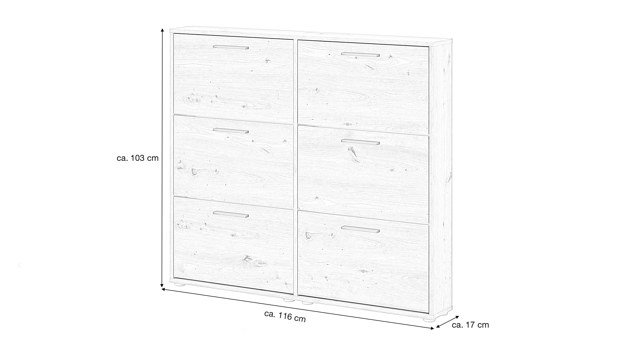 Schuhschrank Artisan Eiche - 116 x 103 cm - SAM