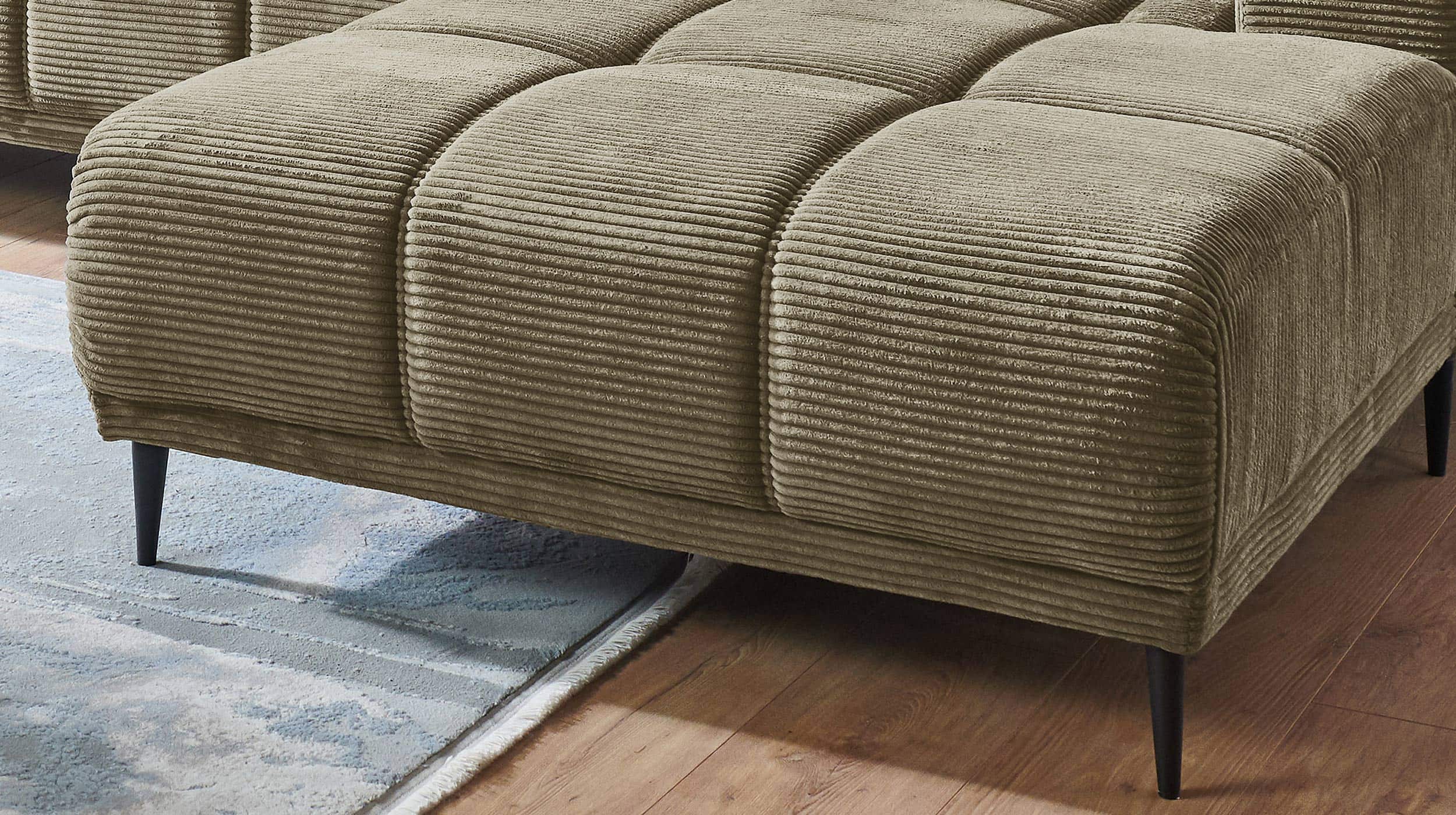 Ecksofa Cord grün 286 x 195 cm - MARISOL