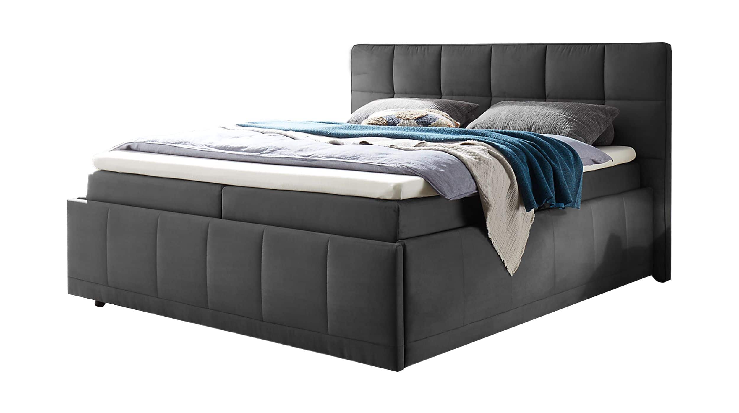 Boxbett 180 x 200 cm anthrazit mit Bettkasten - FULHAM