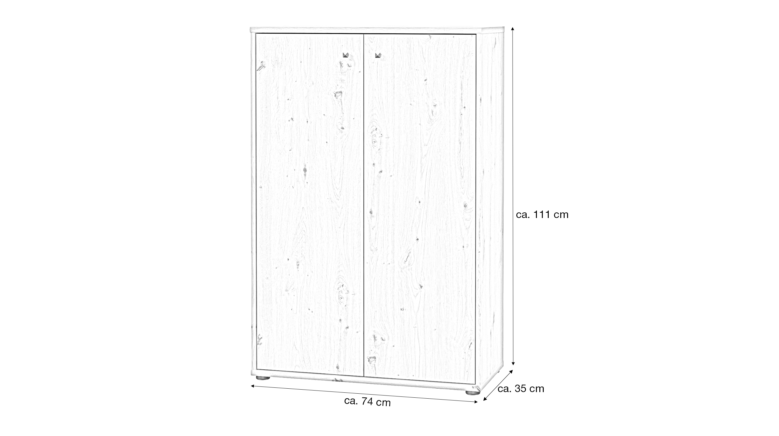 Kommode Eiche 74 x 35 cm - 2-türig - TEMPRA