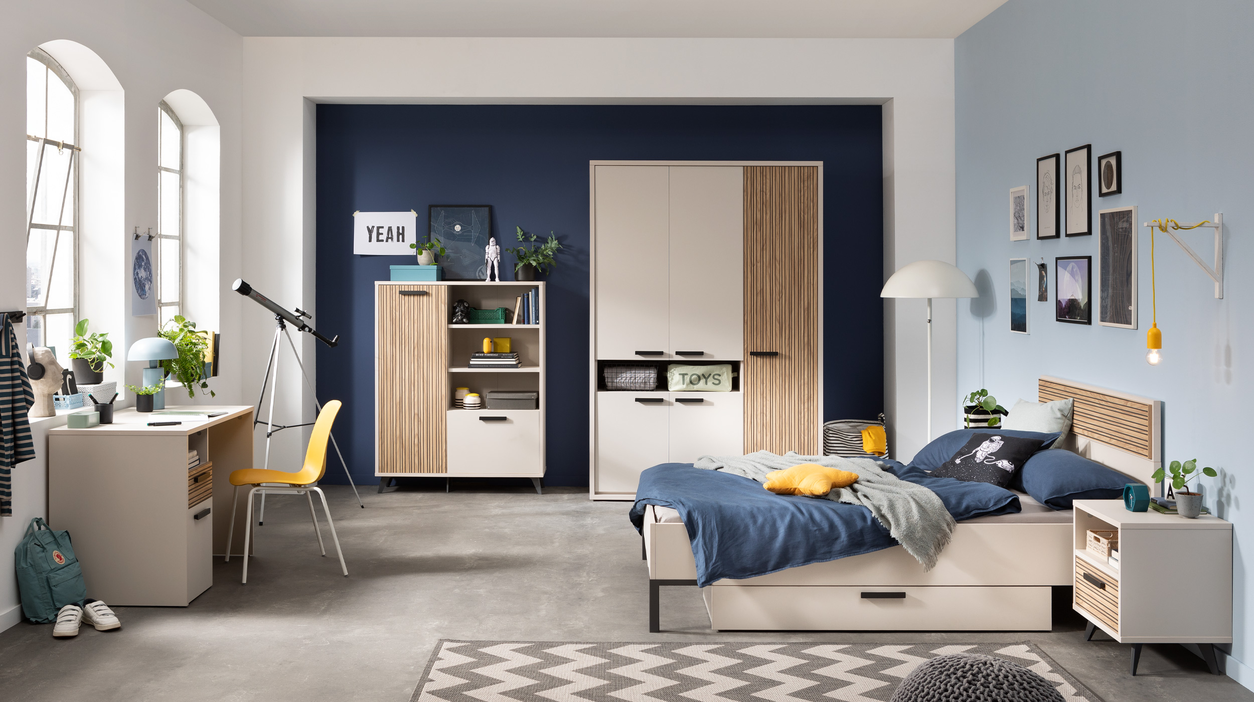 Jugendbett 120 x 200 cm Eiche - beige - BRAVO 