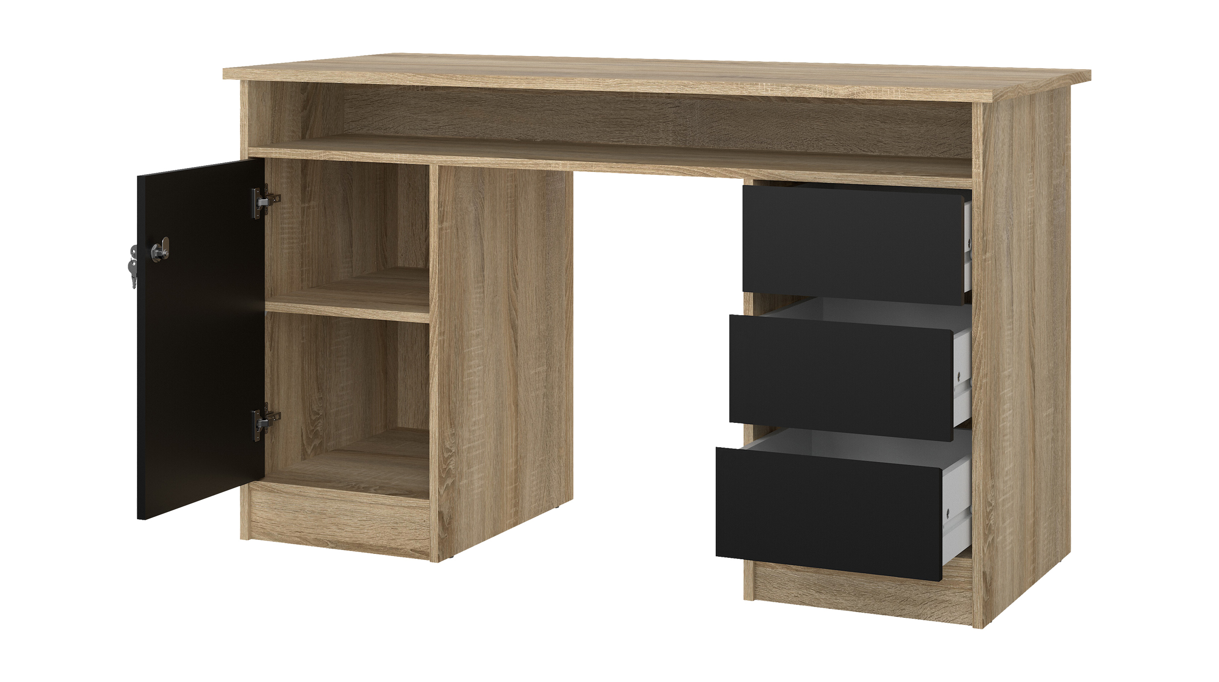 Computerschreibtisch schwarz Eiche 126 x 55 cm - FUNCTION