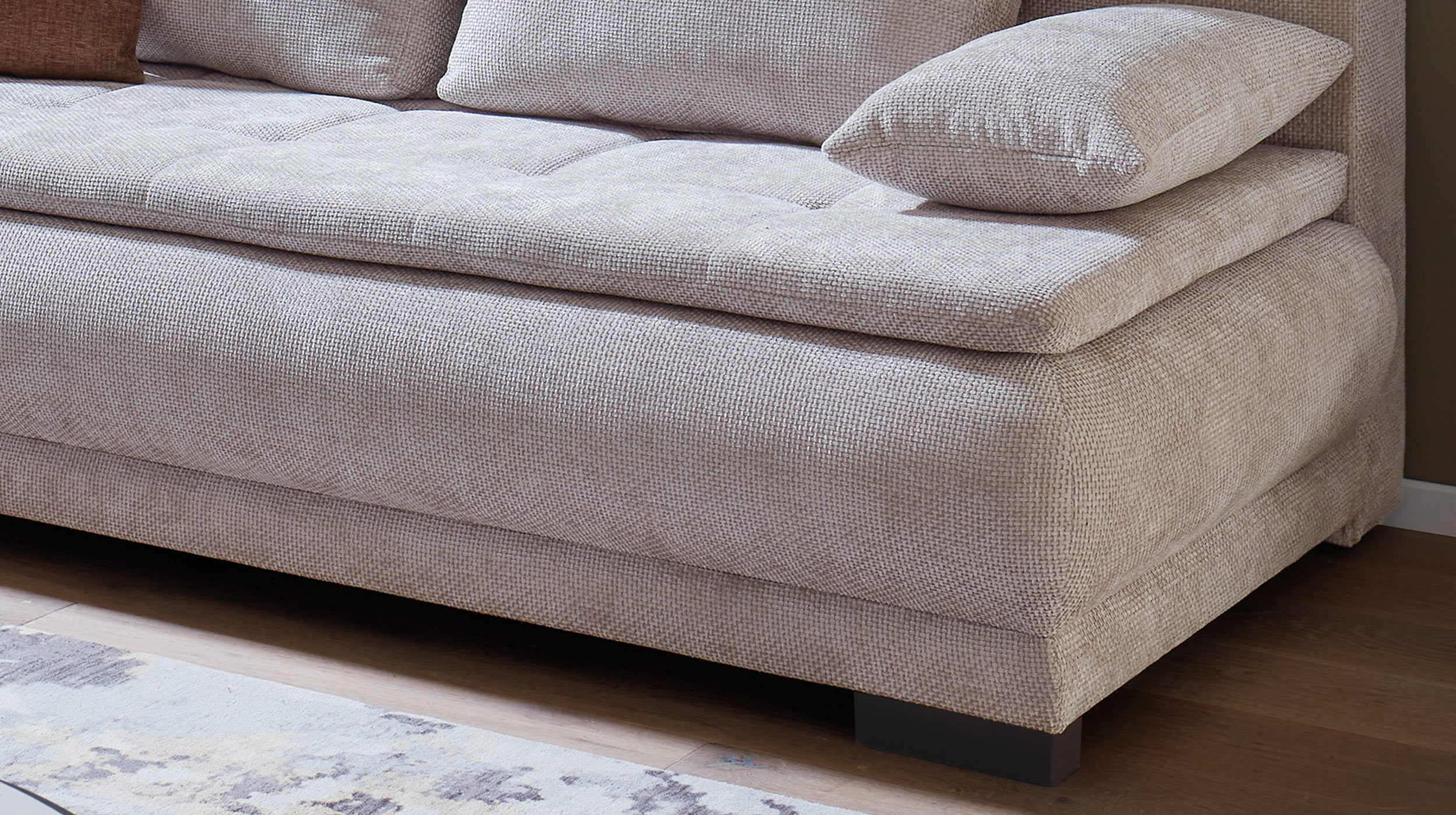 Schlafsofa grau Bettkasten ausziehbar Federkern 212 cm - LIAM