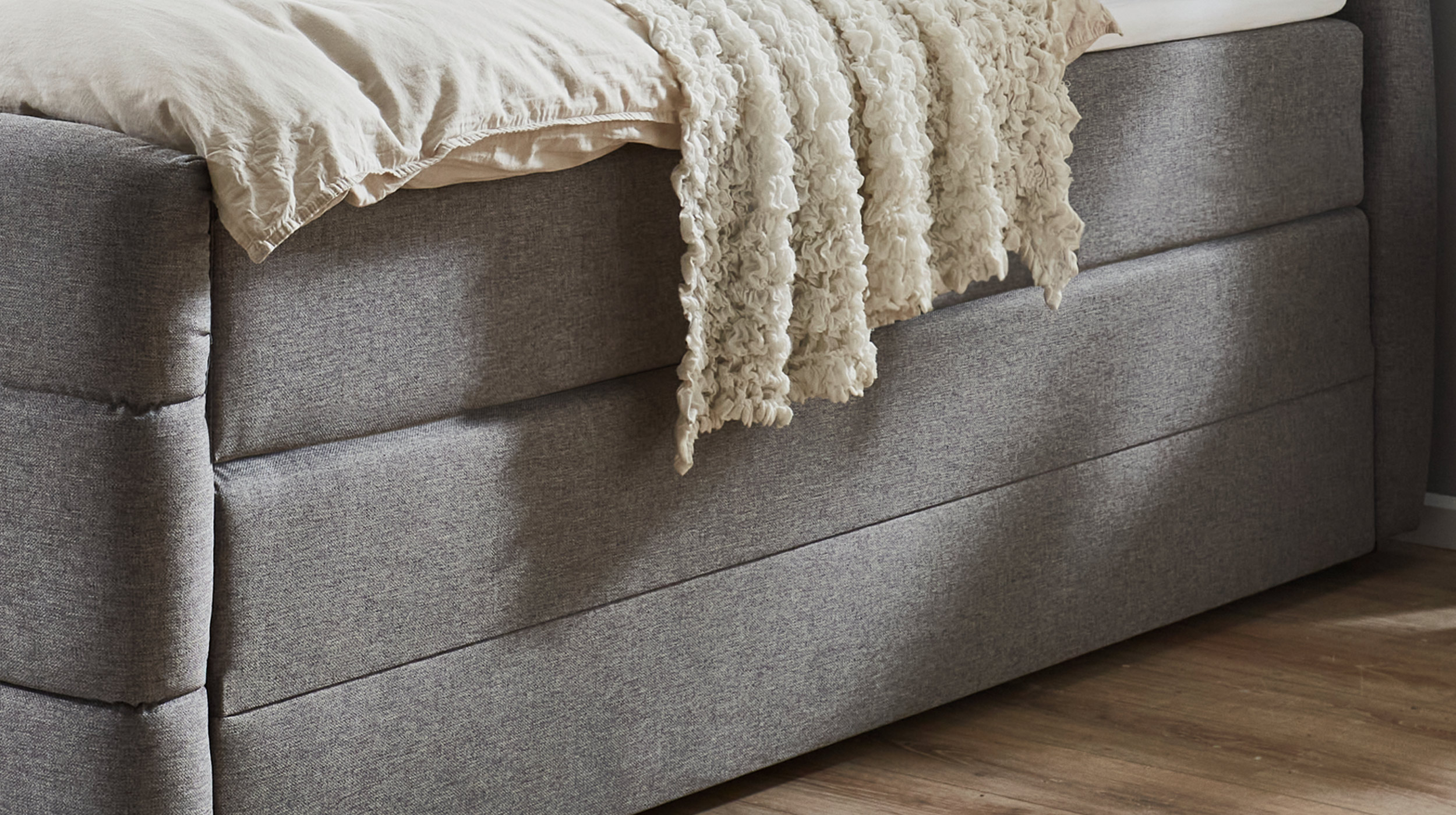 Boxspringbett 180 x 200 cm Bettkasten Webstoff grau - CORVIN