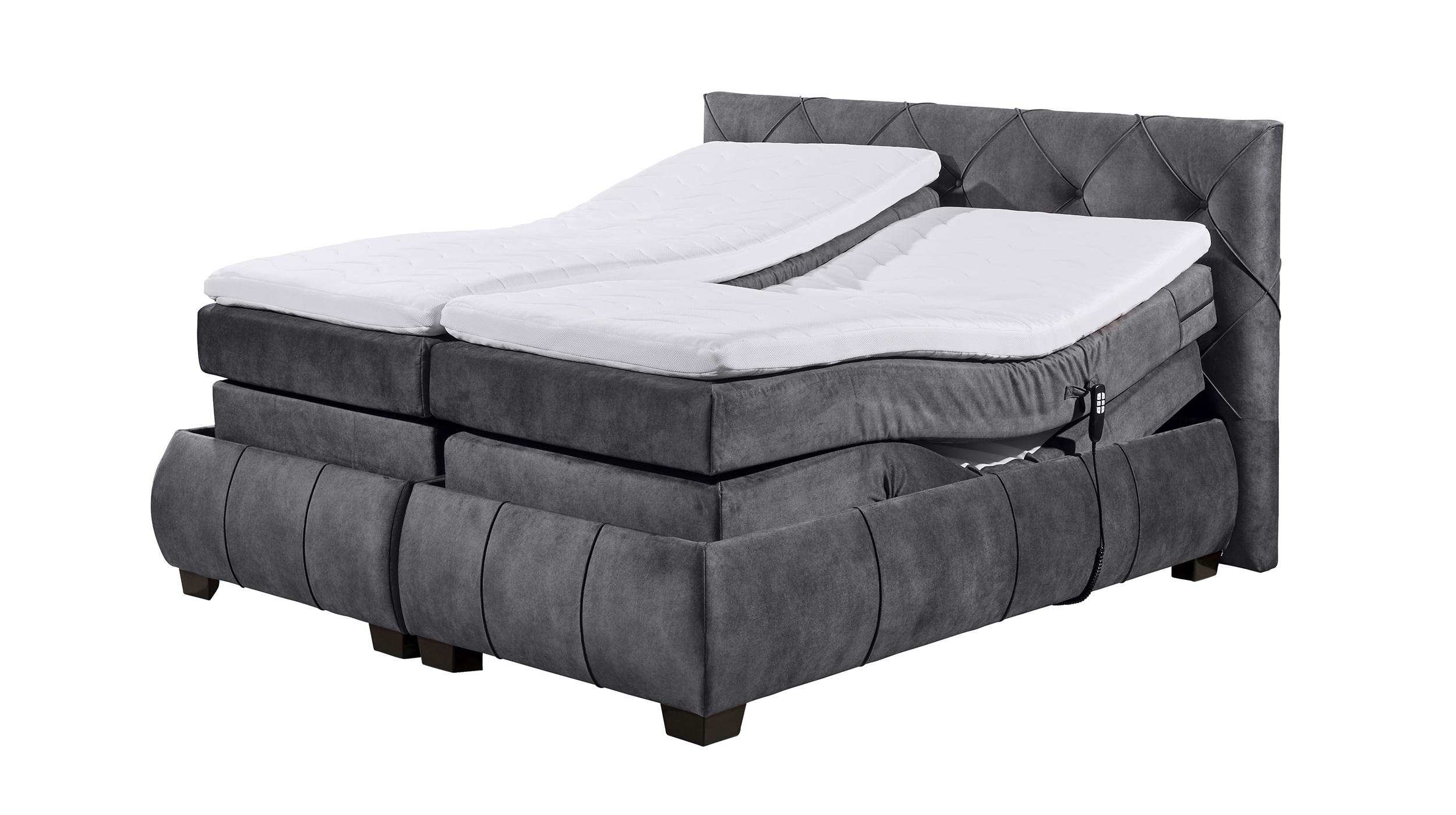 Boxspringbett 180 x 200 cm anthrazit Samt - elektrisch - SANUR