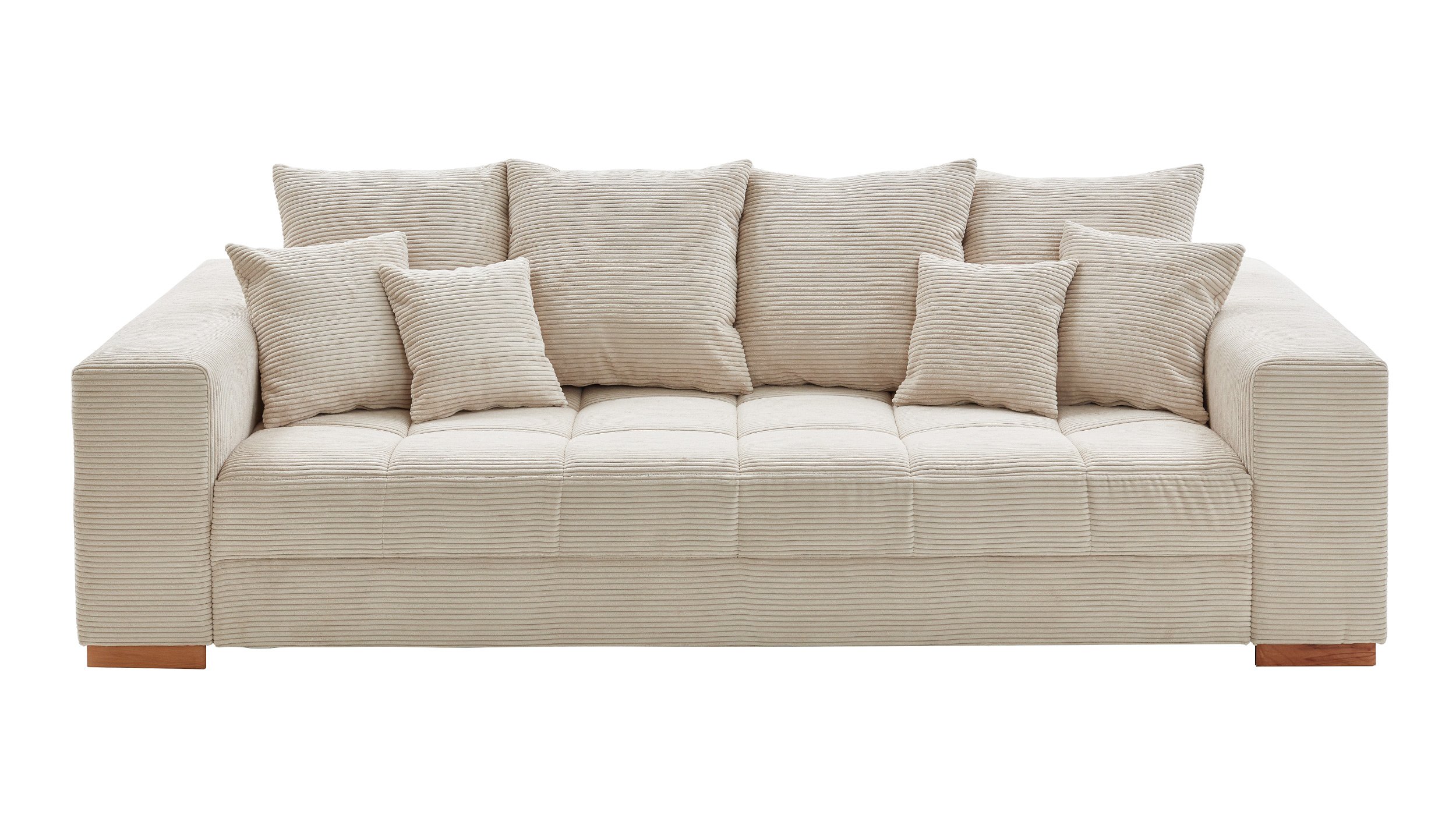 Big Sofa Cord beige - 254 cm - Nosagunterfederung - BORNEO