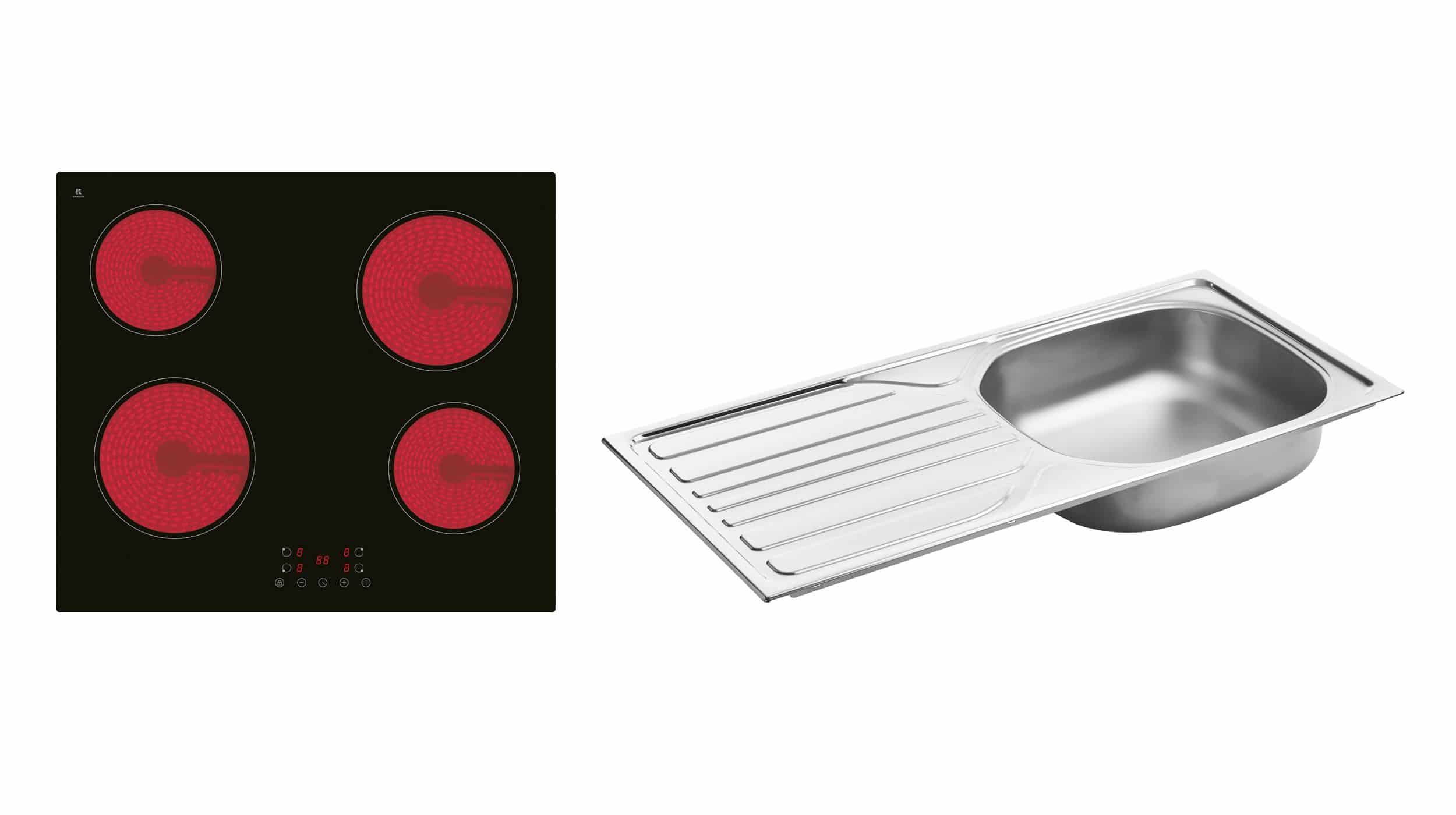 Küchenzeile - weiß - Artisan Eiche - 280 cm - inkl. Elektrogeräten - ISOLA 