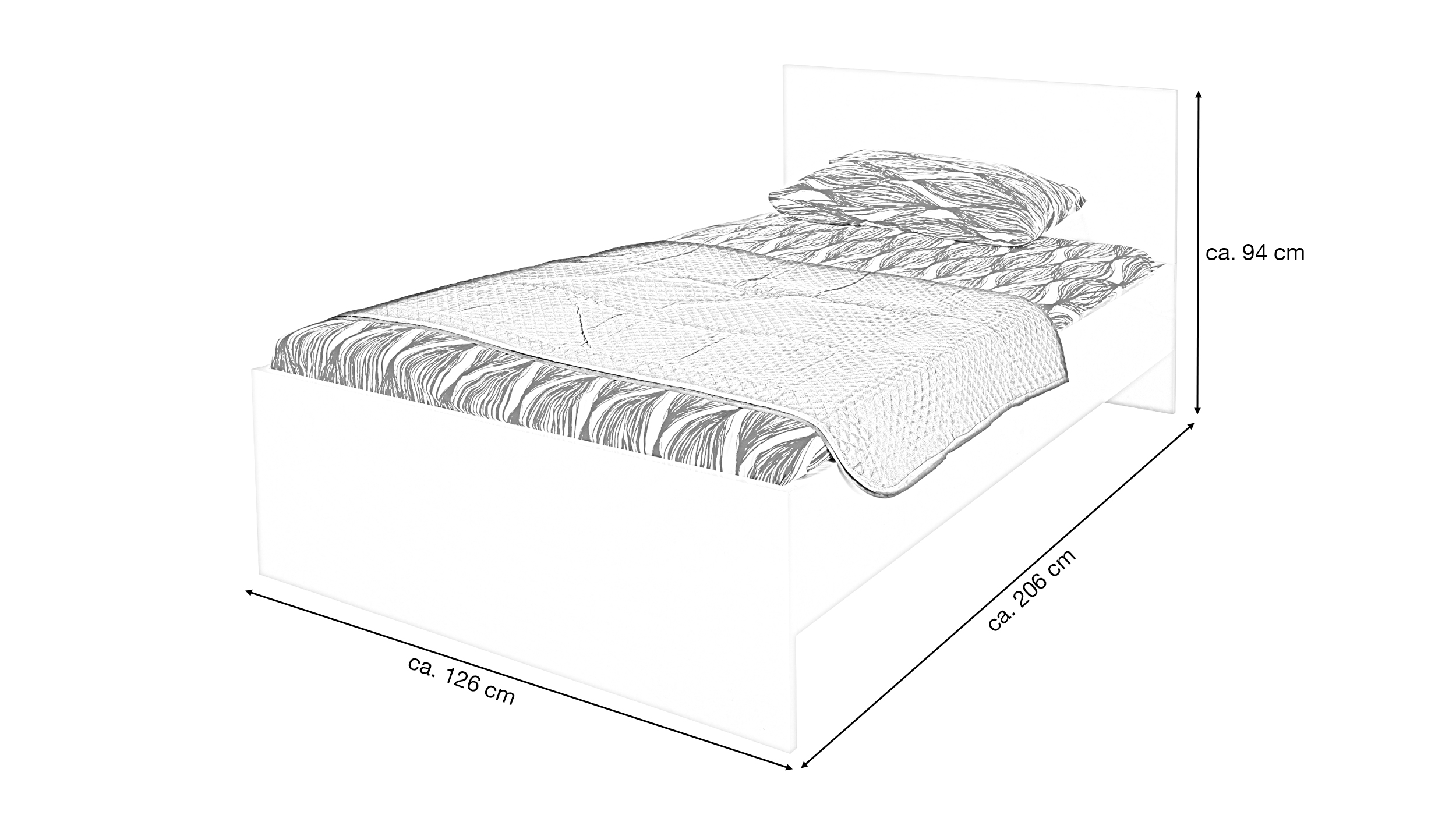 Futonbett 120 x 200 cm Einzelbett weiß hochglanz - ESPRESSO
