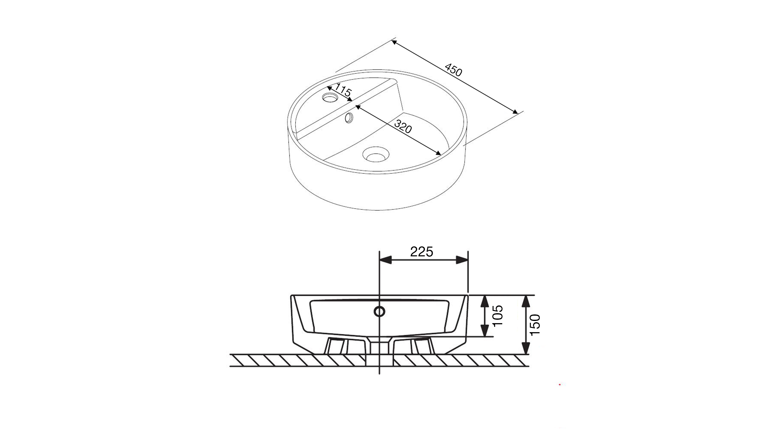 Badmöbel-Set Eiche - 2 Teile - Waschtisch 80 cm - SOLE