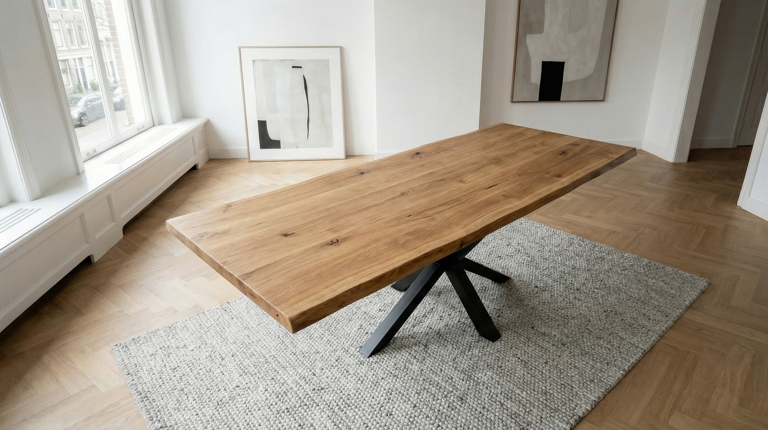 Esstisch Baumkantentisch Optik 220 cm massiv Wildeiche geölt - DAHLIA