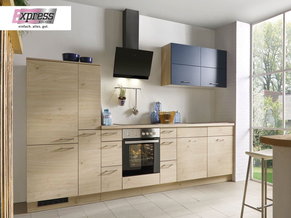 Küchenzeile 330 cm - inkl. Elektrogeräte - Küchenfronten matt - PLAN/WIN