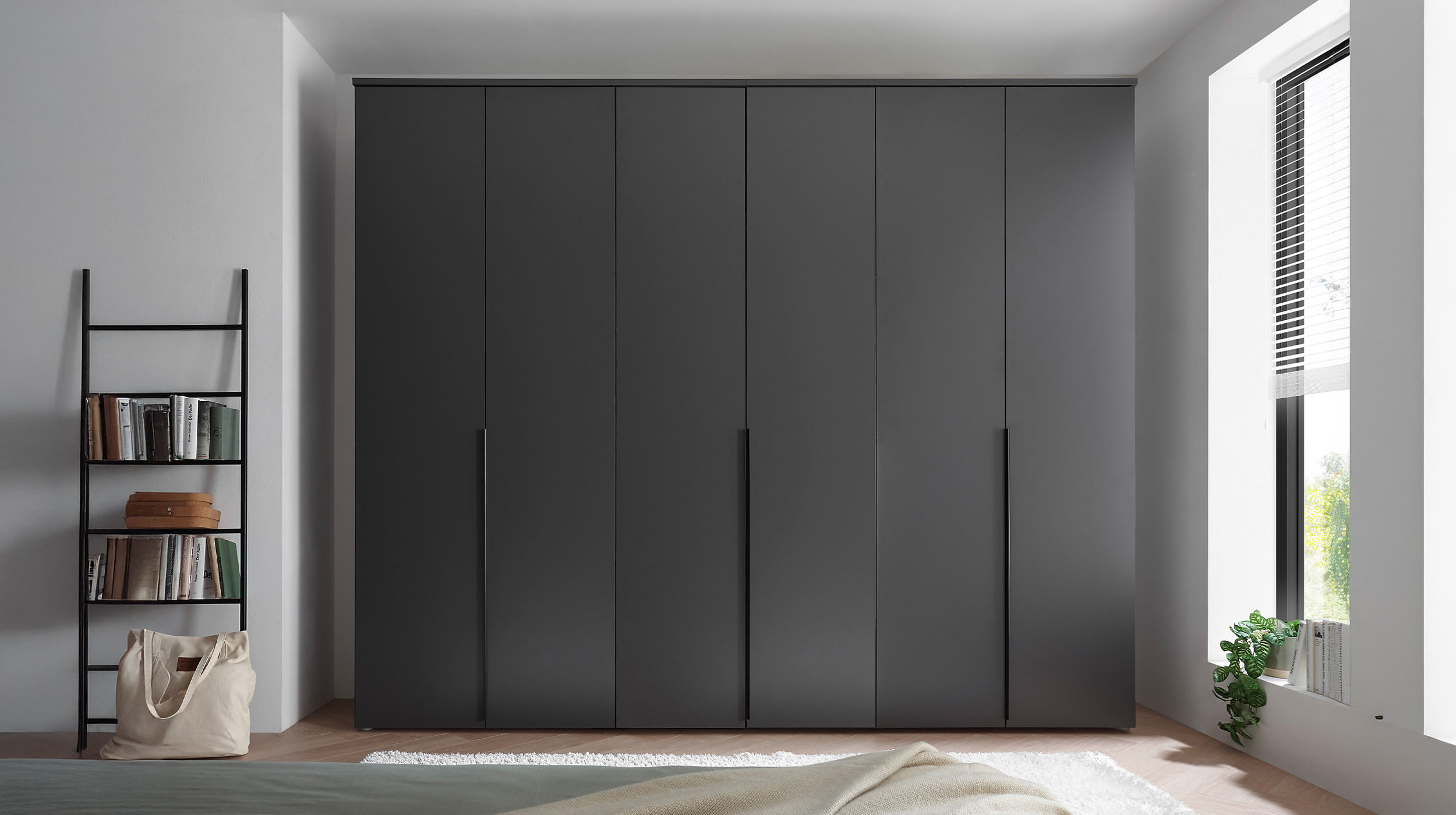 Kleiderschrank graphit - 270 cm - Kleiderschrank 6-türig - KEVO