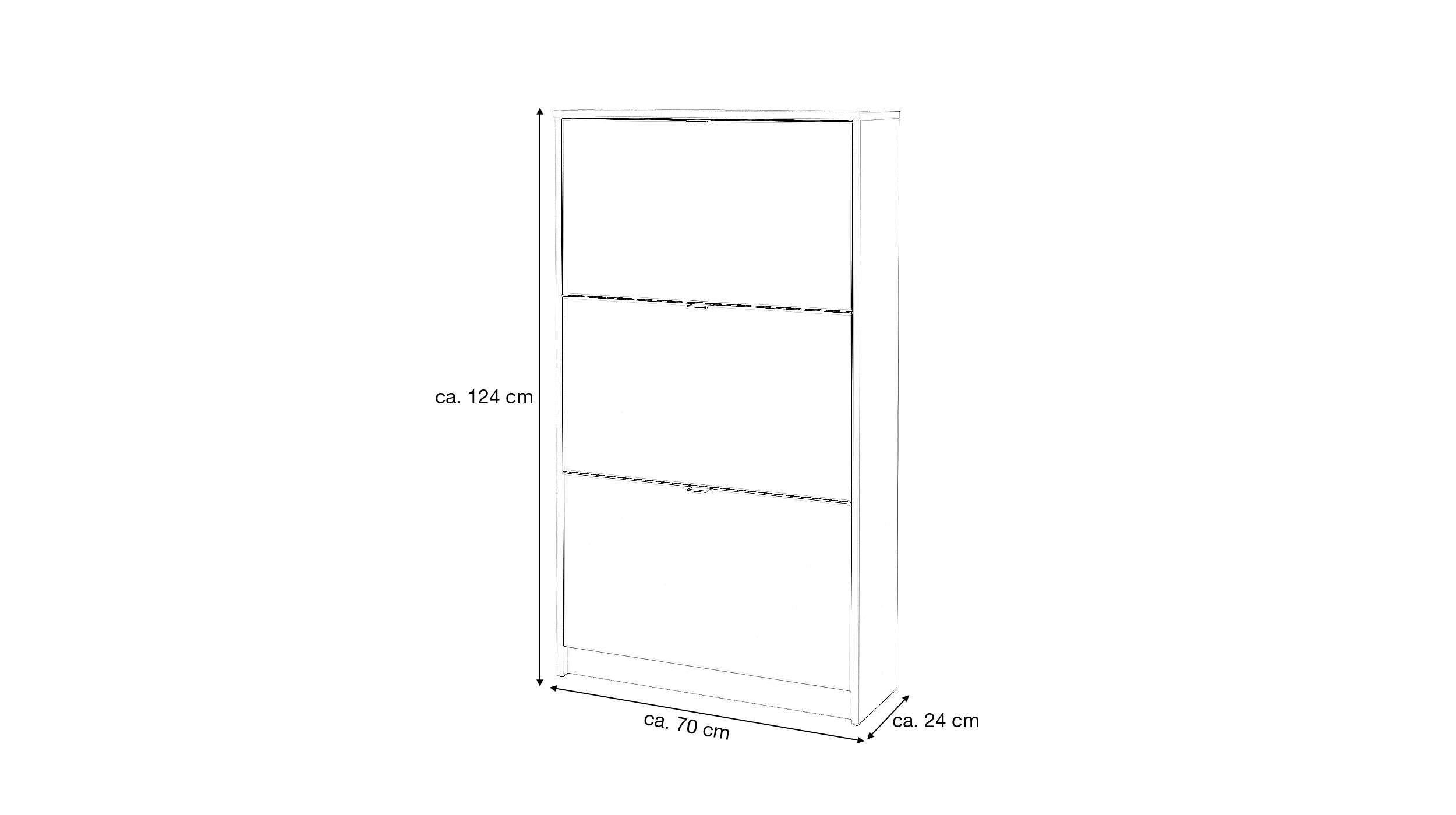Schuhschrank weiß 3-türig 70 × 124 cm - SHOES