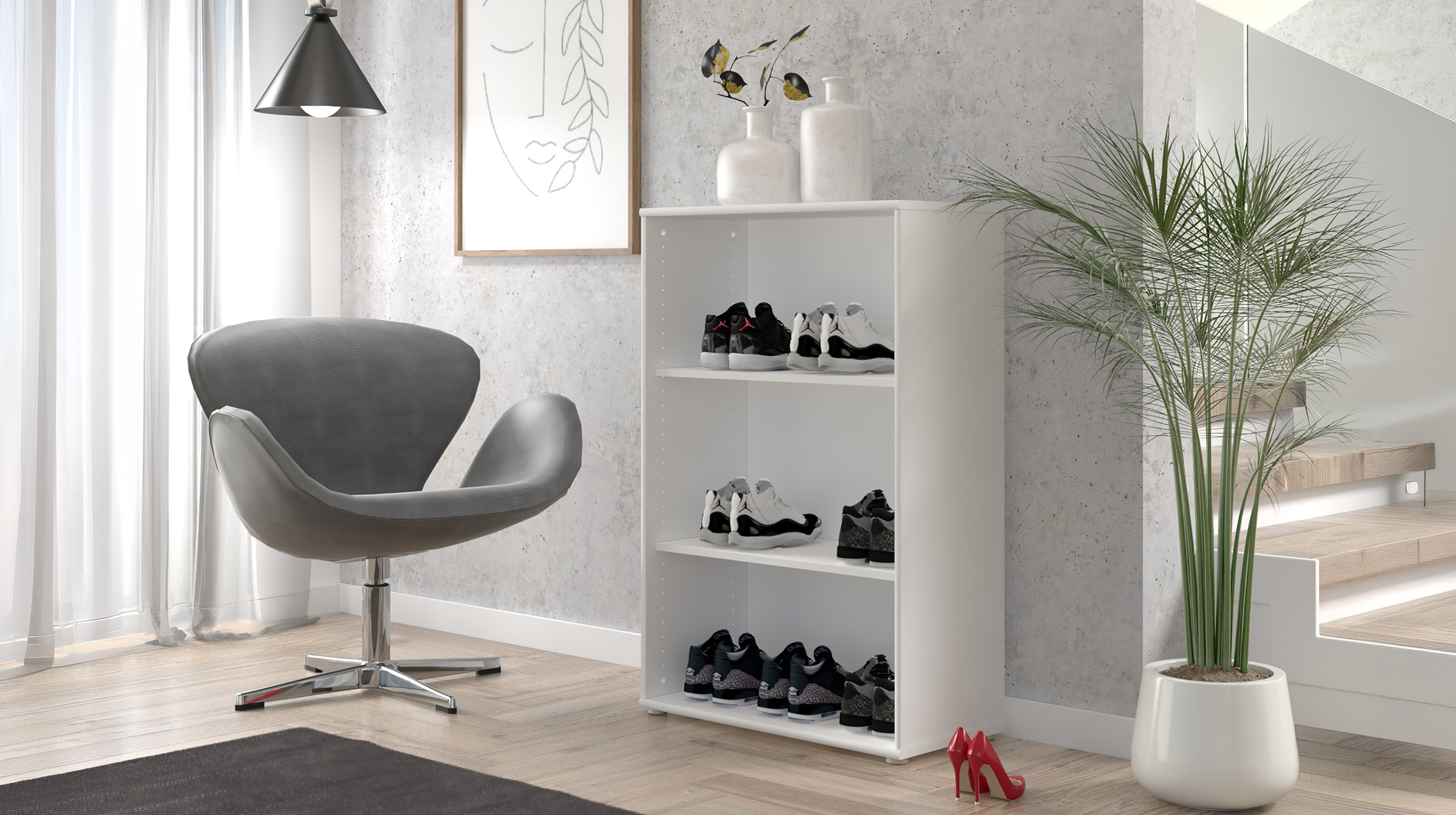 Regal weiß 111 x 74 cm - TEMPRA