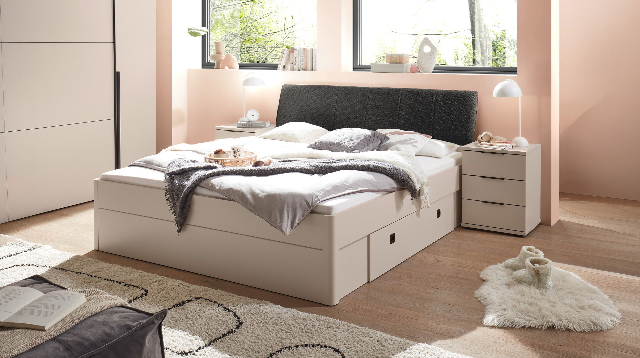 Futonbett 180 x 200 cm Doppelbett beige - CARANO