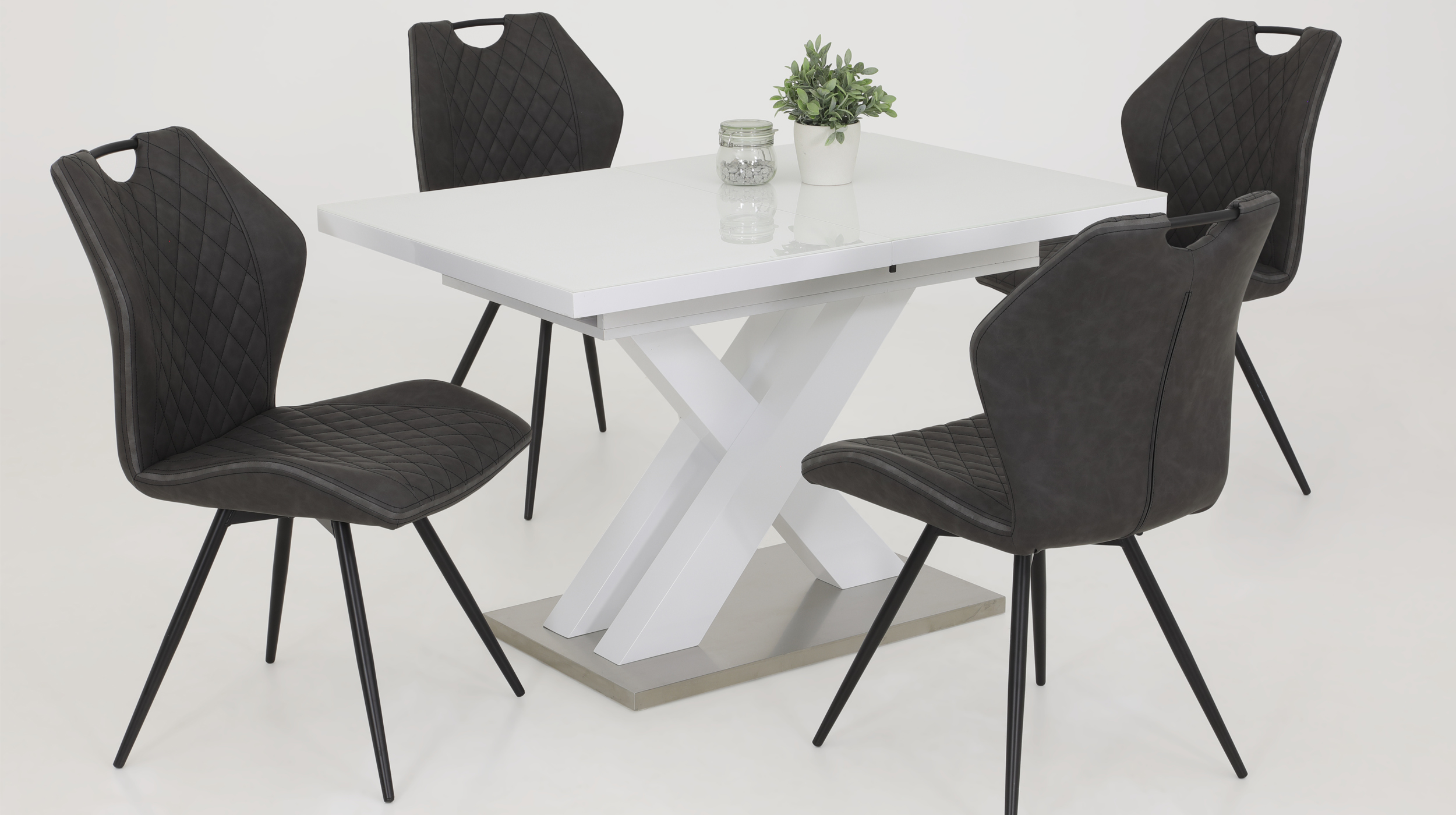 Polsterstuhl Schalenstuhl Lederlook anthrazit - drehbar - KATJA