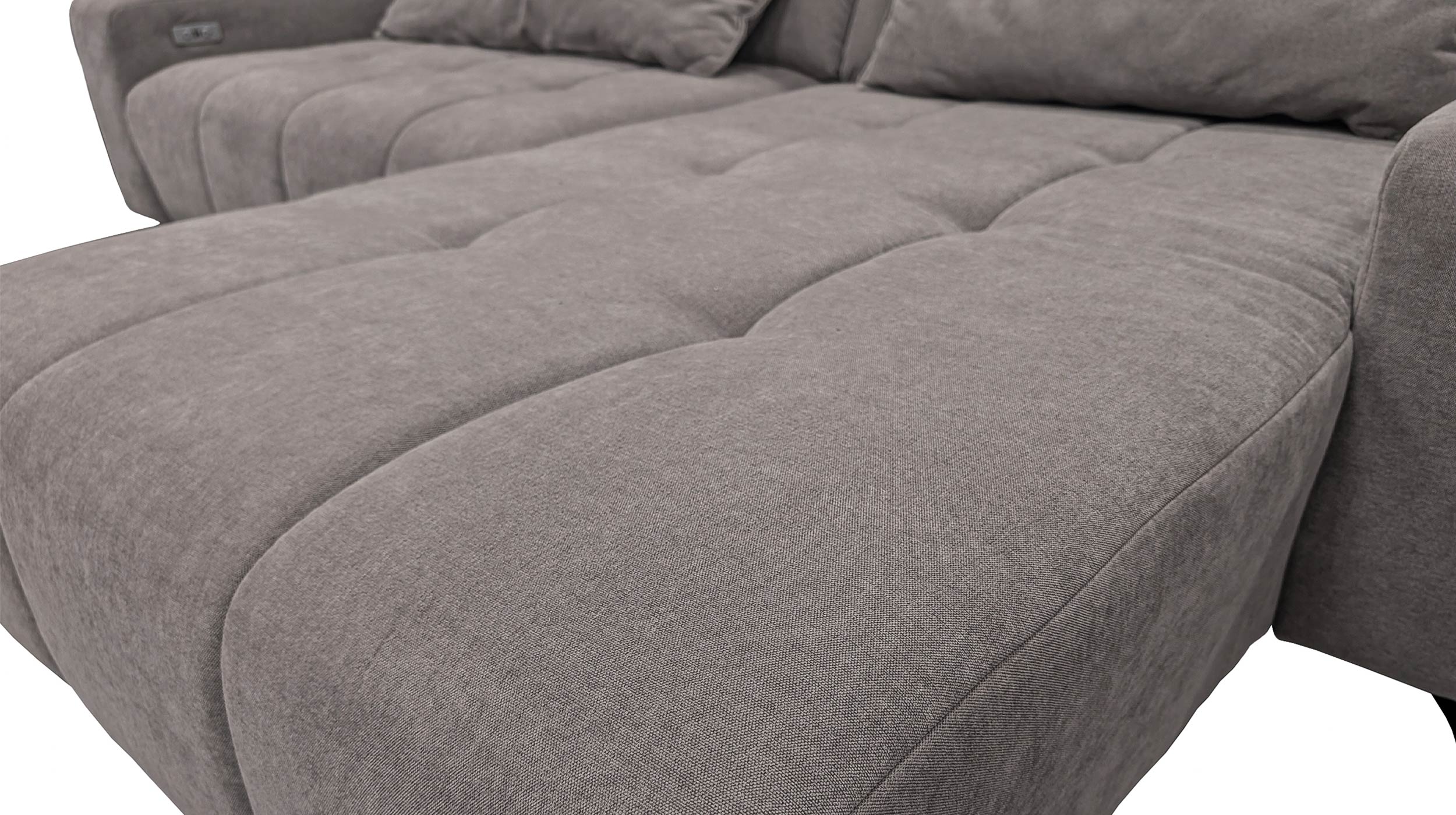 Ecksofa grau 267 cm mit XXL-Sitztiefenverstellung - OT rechts - BALI