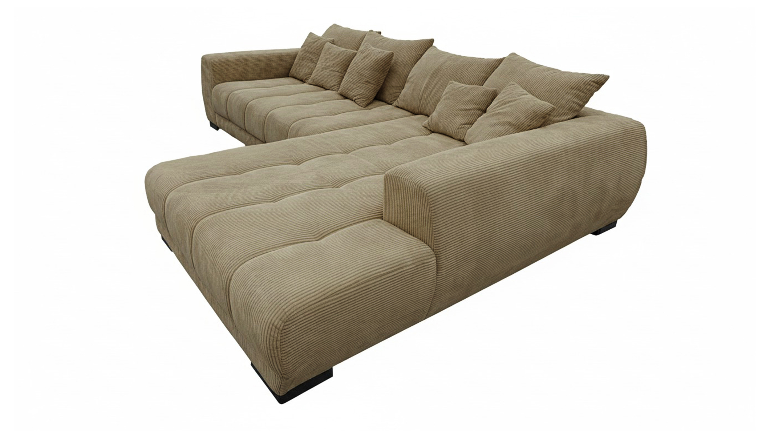 Ecksofa Cord grün 300 x 215 cm - OT rechts - ARTEMIS